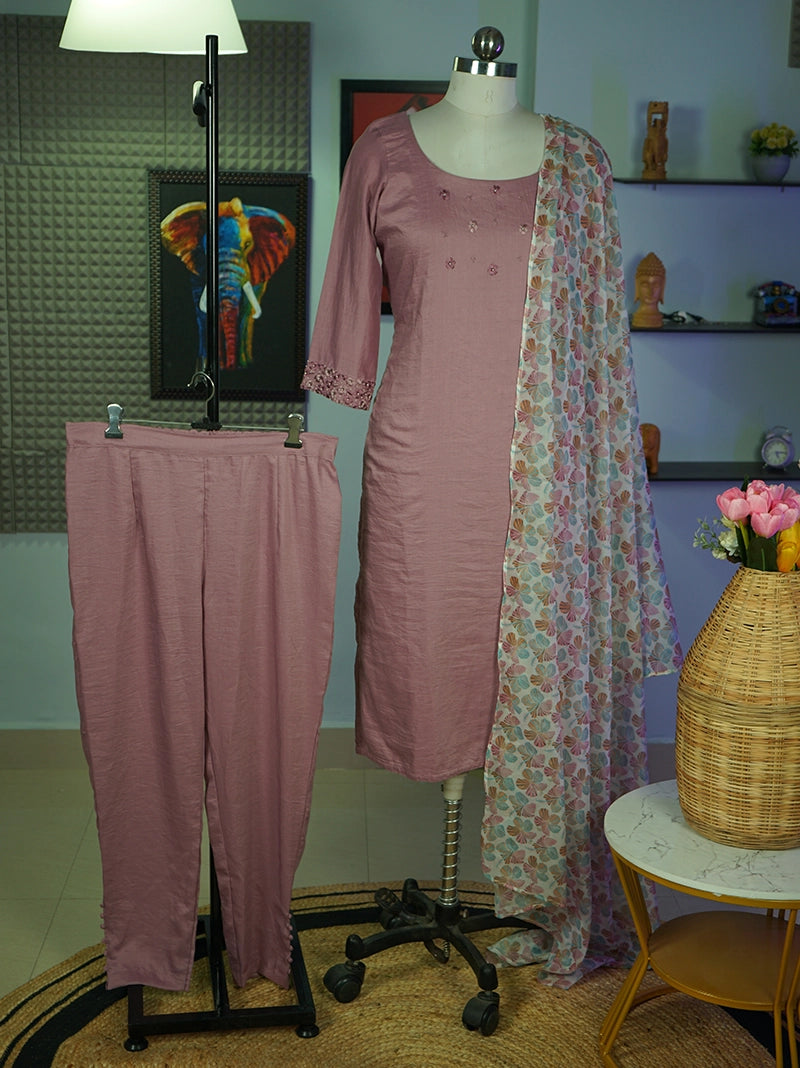 Anikshya Mauve Pink Handwork cord set