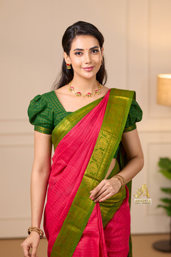 Pink Sungudi Saree