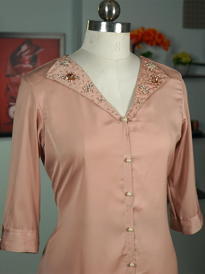 Anikshya Mauve Satin Western Top