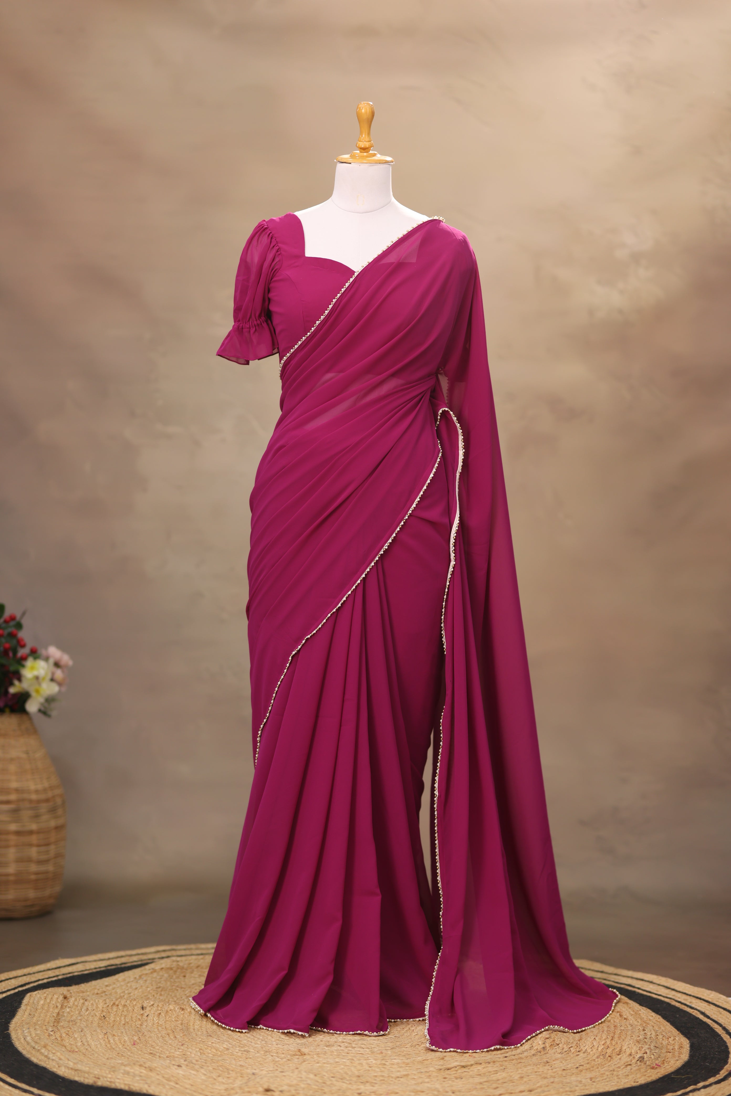 Light Wine Georgette saree