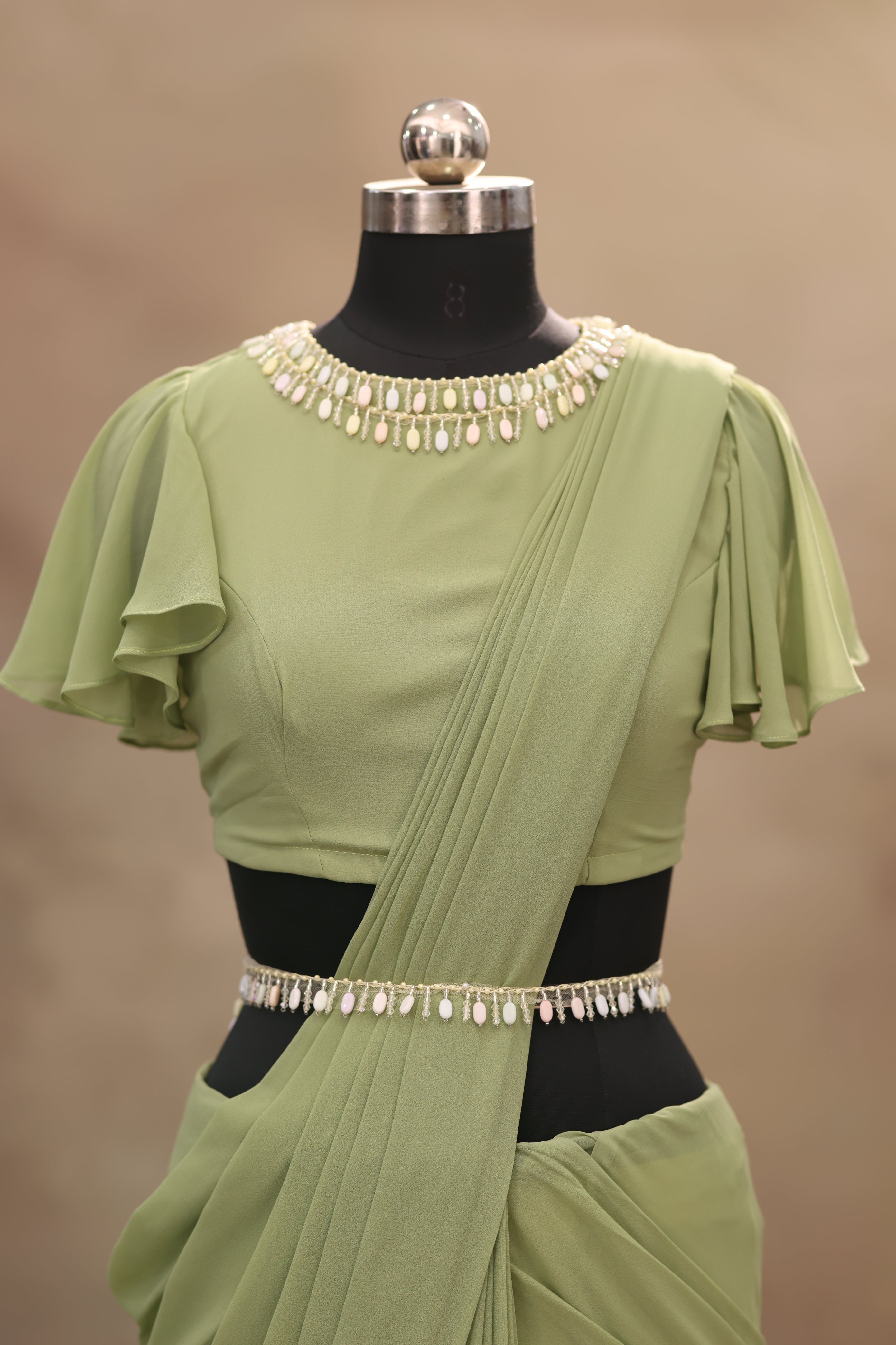 Sage Green Georgette saree