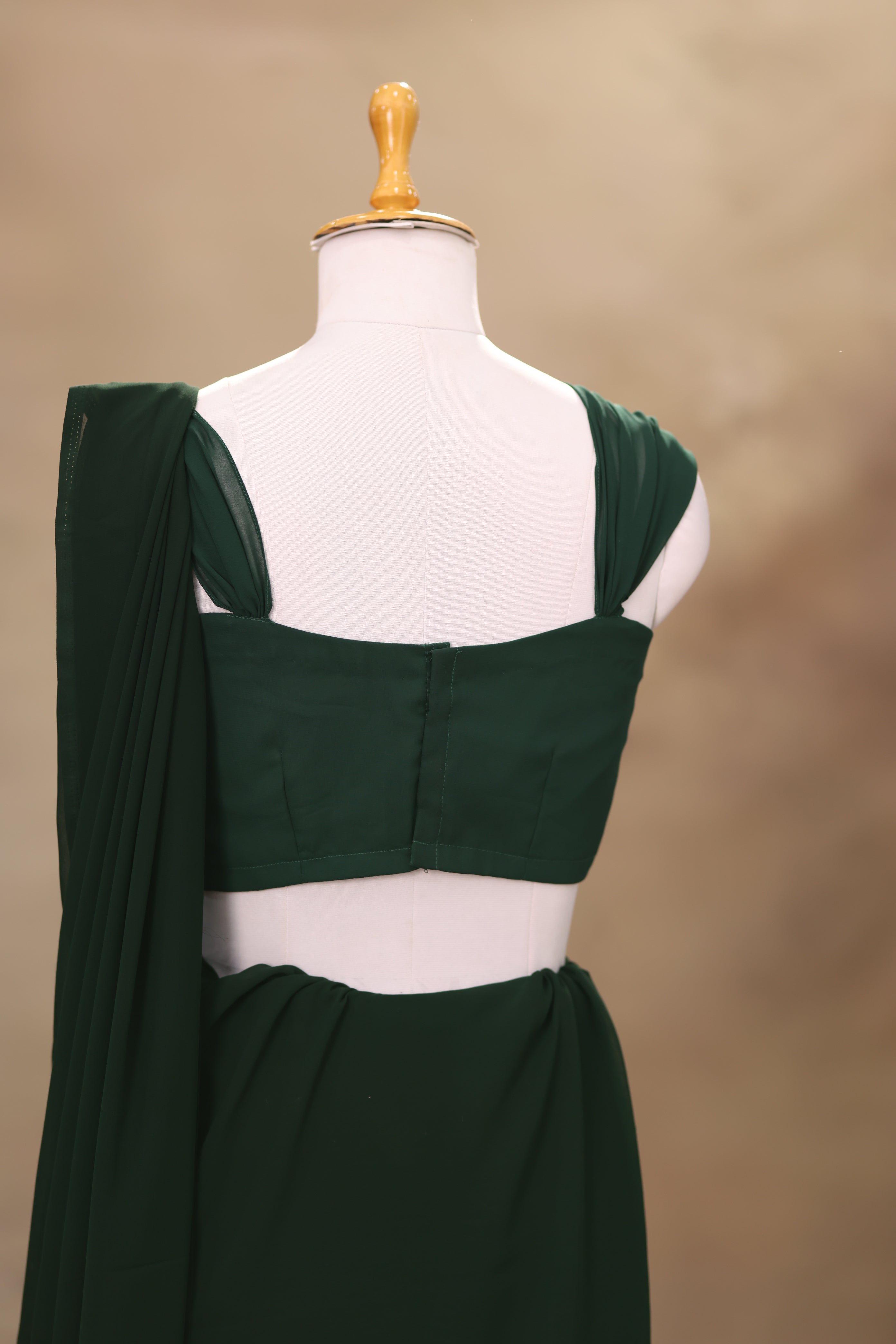 Bottle Green Georgette saree