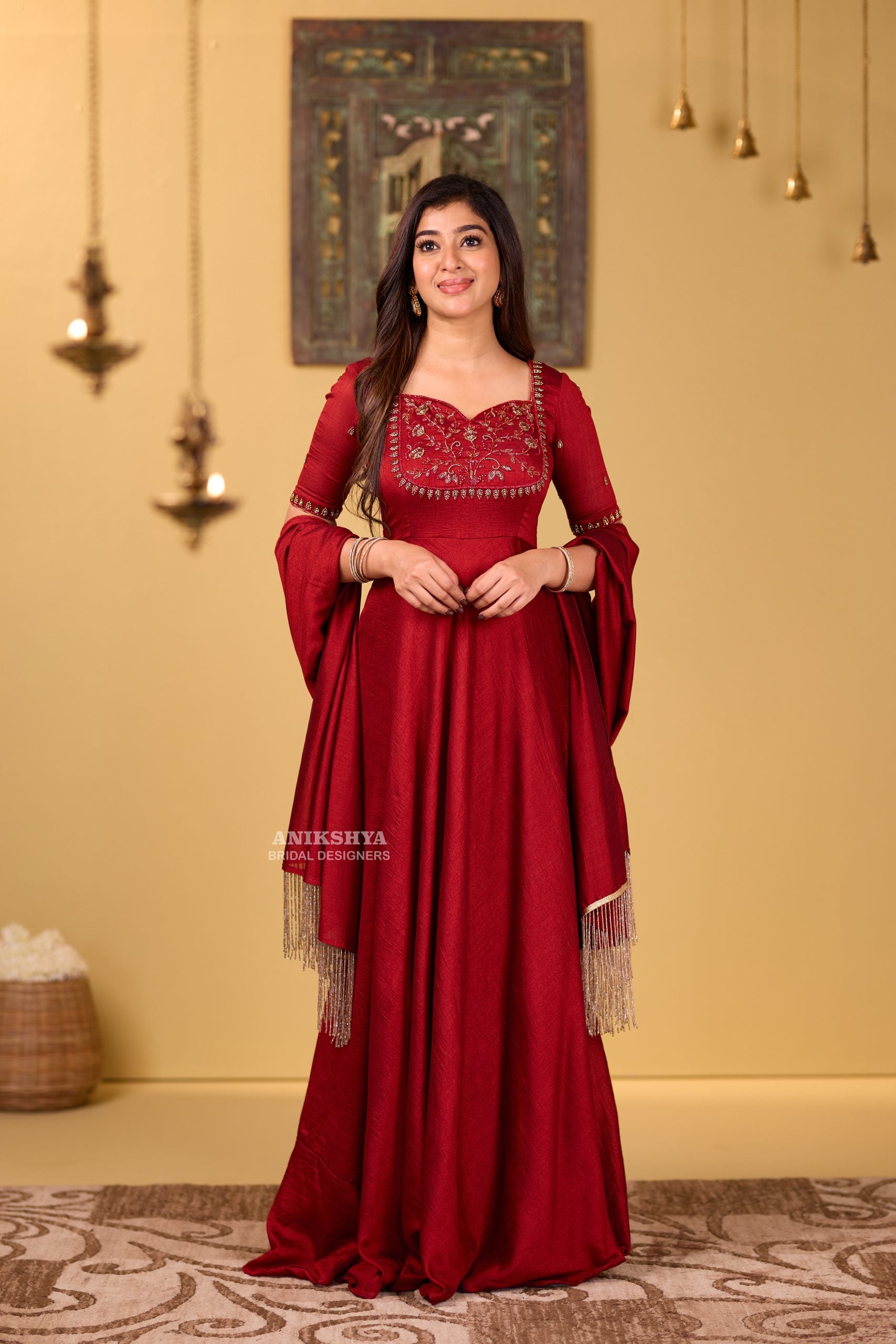 Anikshya Red Vichitra Silk Party wear