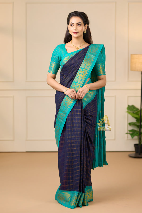 Navy Blue Sungudi Saree