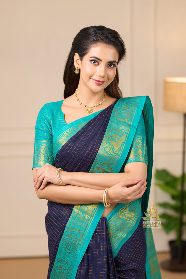 Navy Blue Sungudi Saree