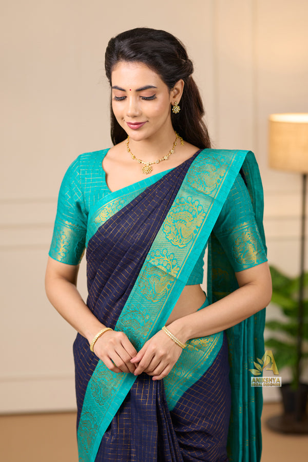 Navy Blue Sungudi Saree