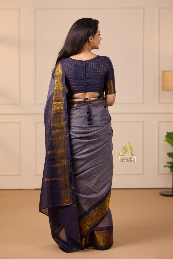 Indigo Sungudi Saree
