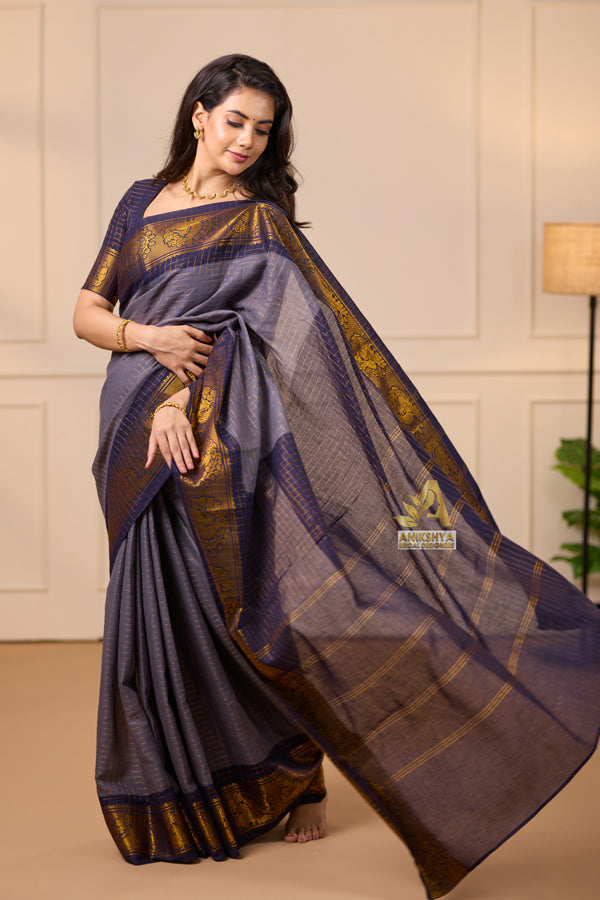Indigo Sungudi Saree