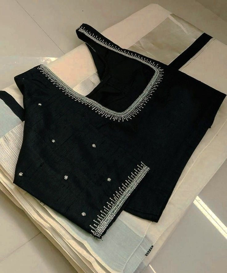 Black with Grey Design Blouse