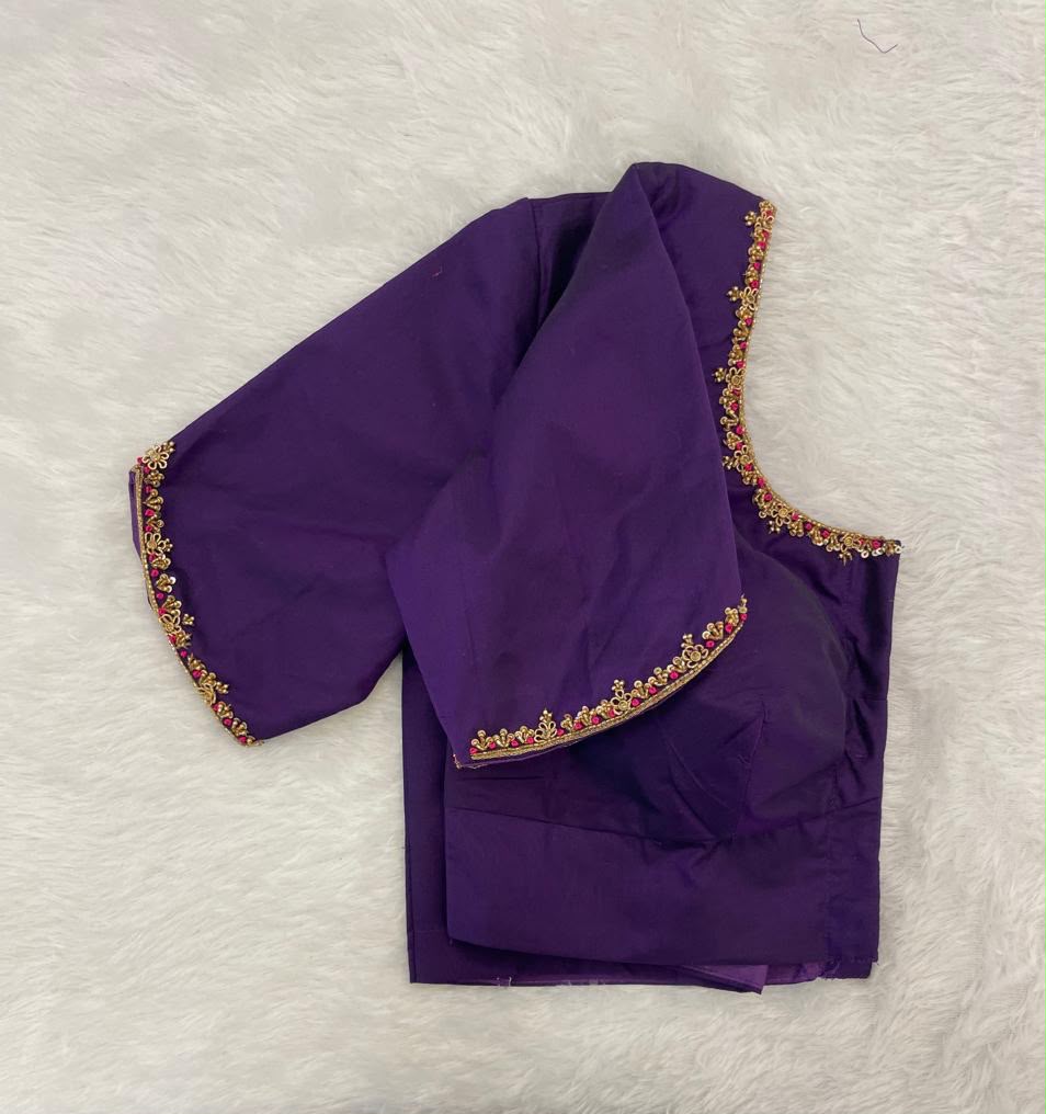 Royal Violet Hand Embroidery Designer Blouse