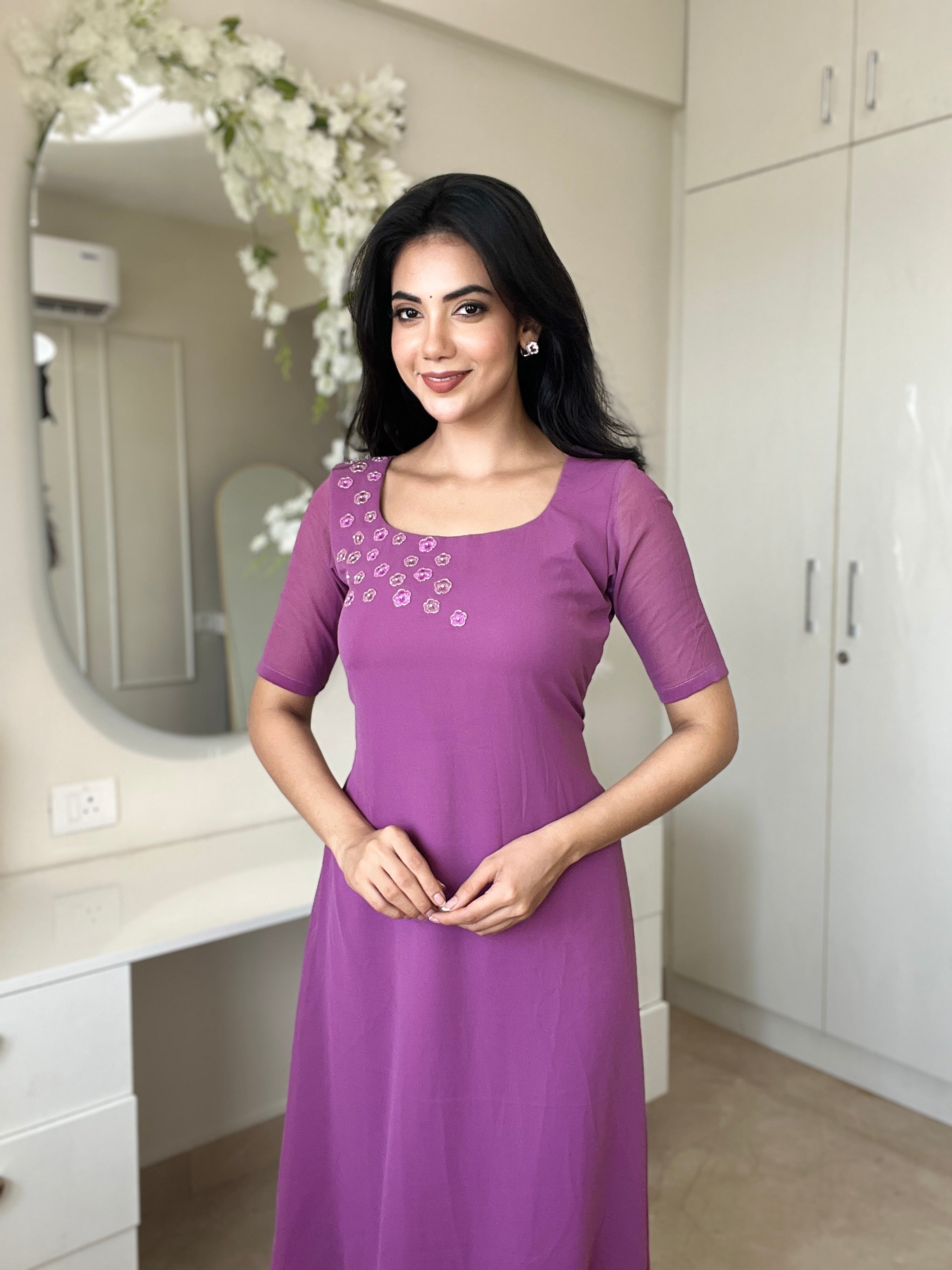 Georgette Mauve Kurti