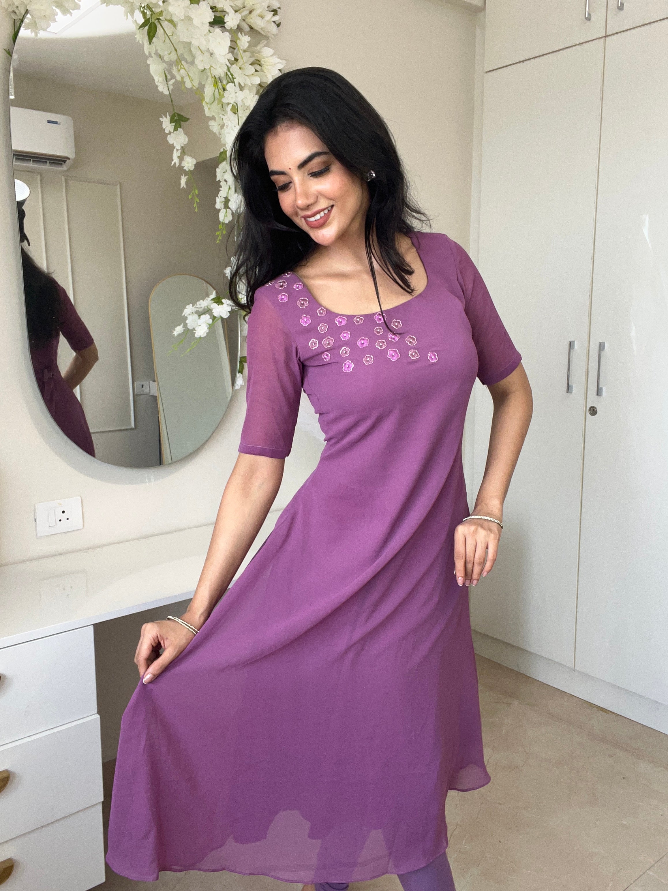 Georgette Mauve Kurti