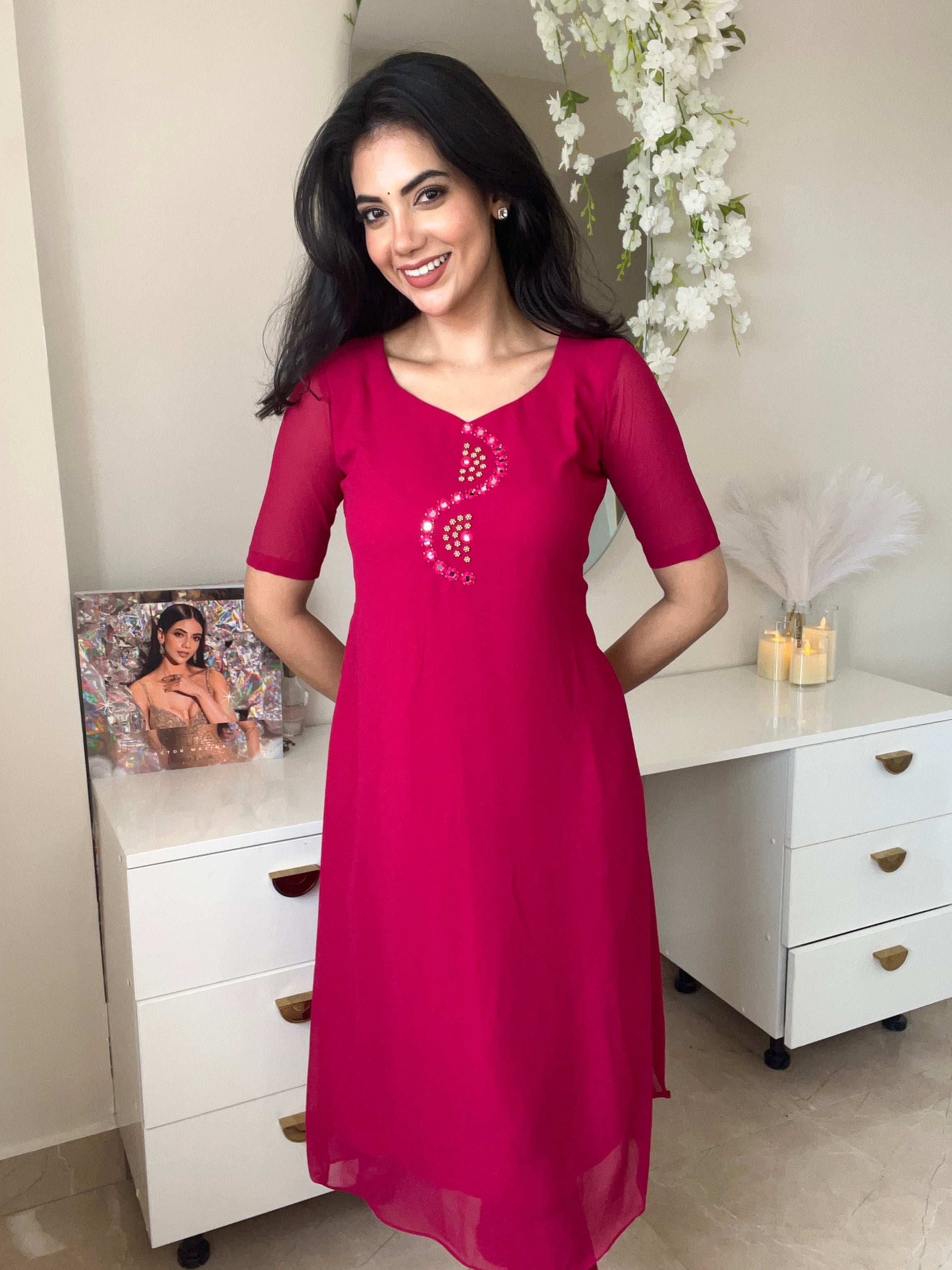 Georgette Red Kurti