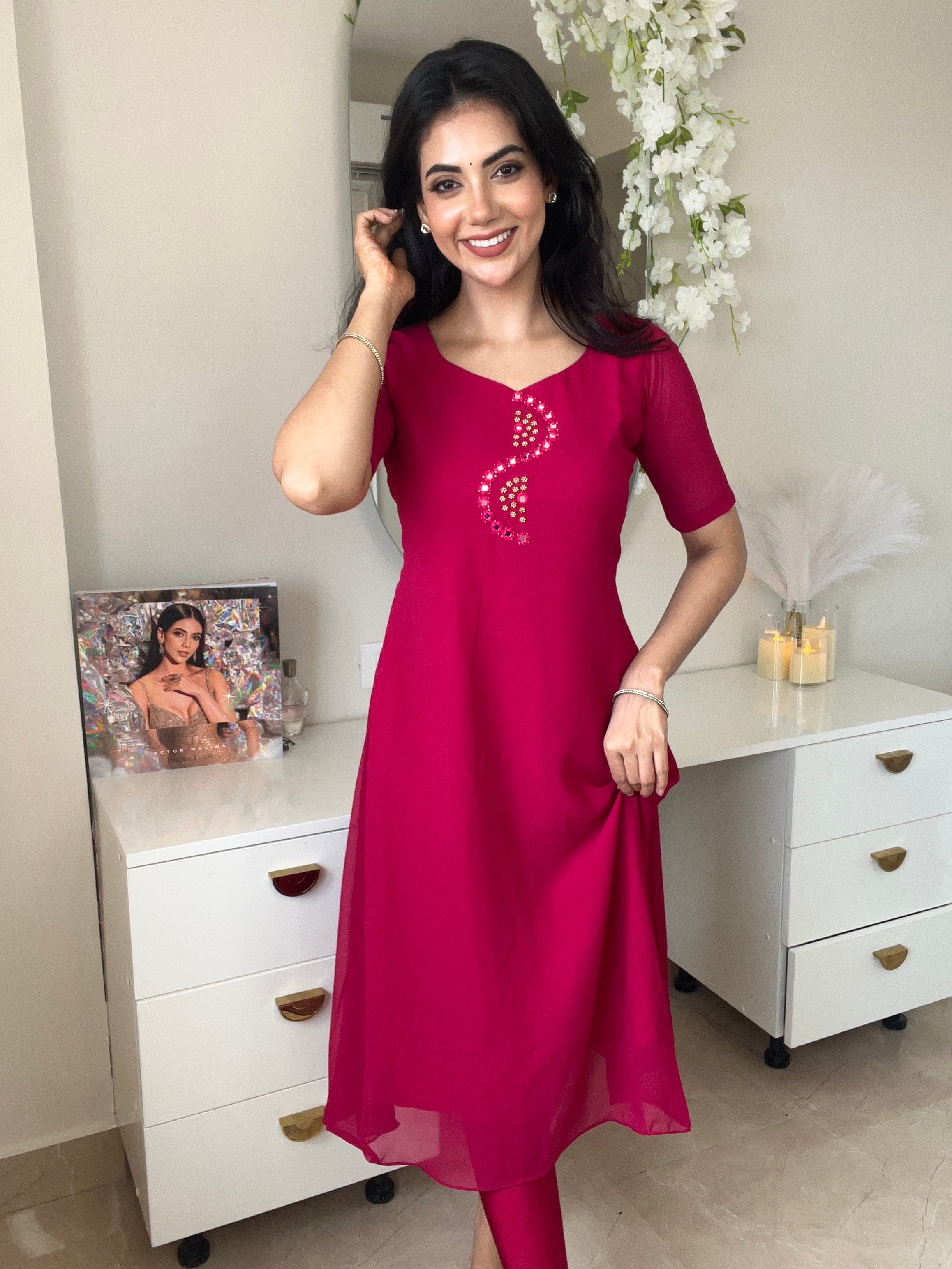 Georgette Red Kurti