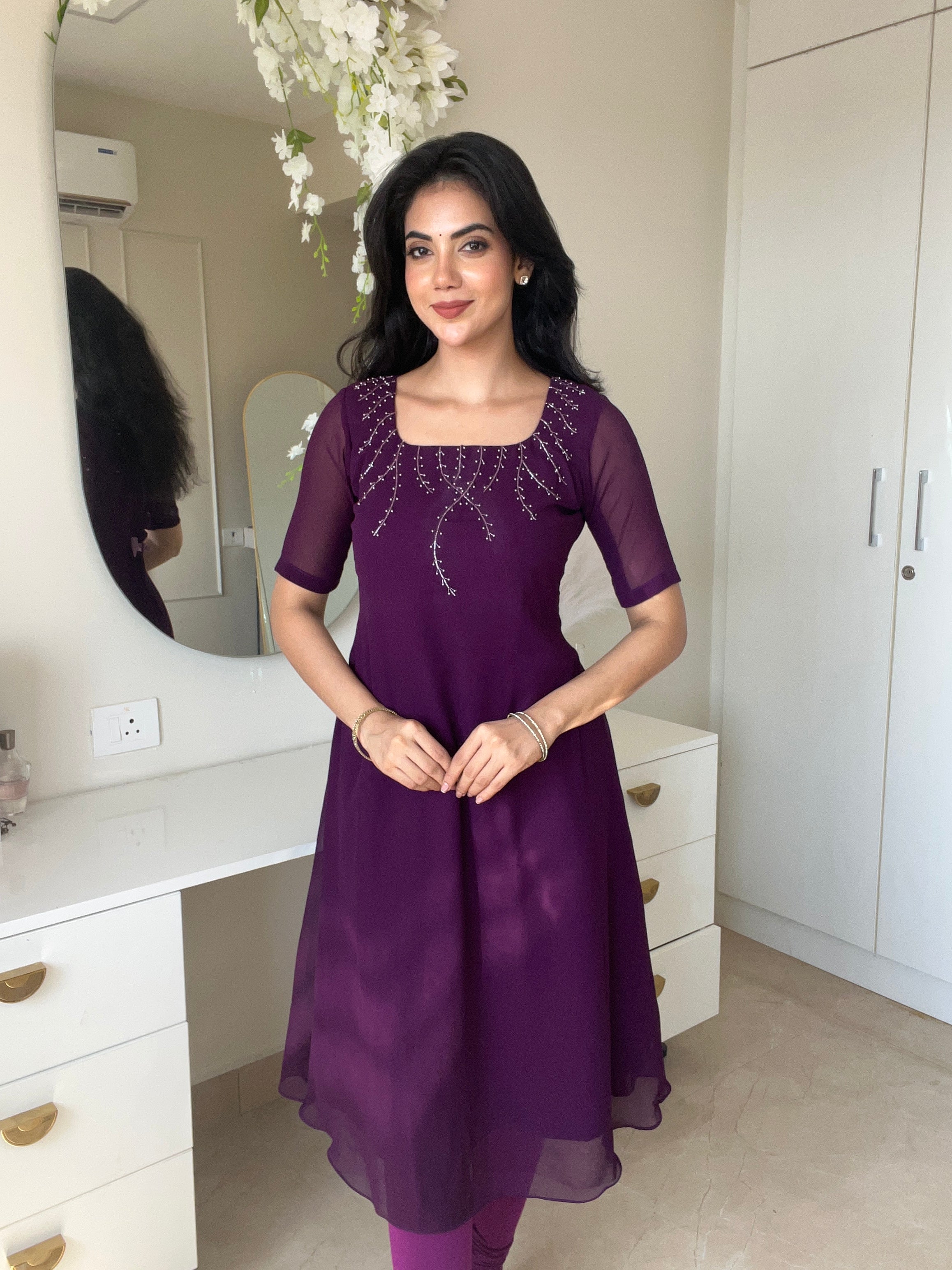 Georgette Wine Kurti