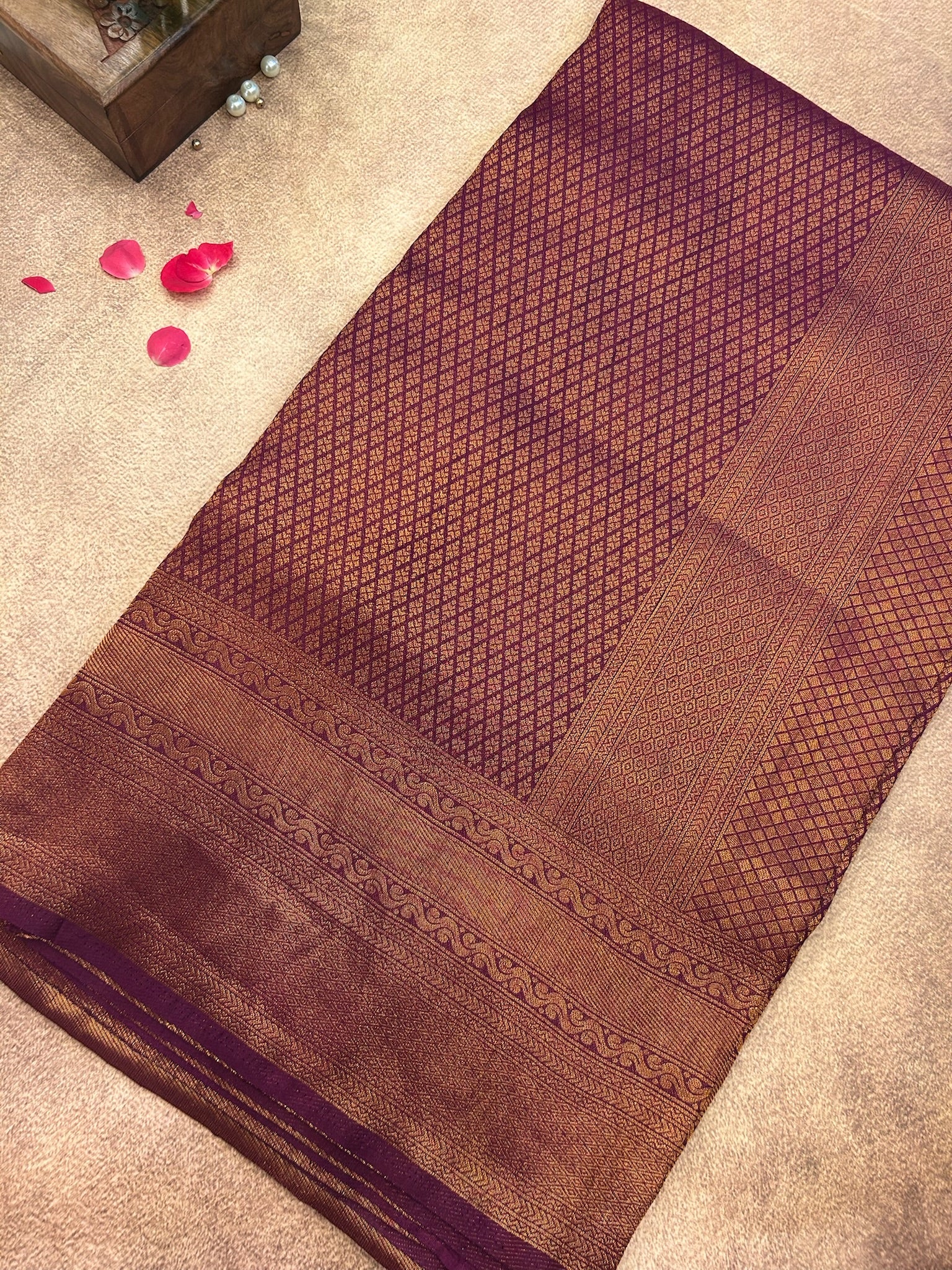 Maroon Kubera Pattu saree