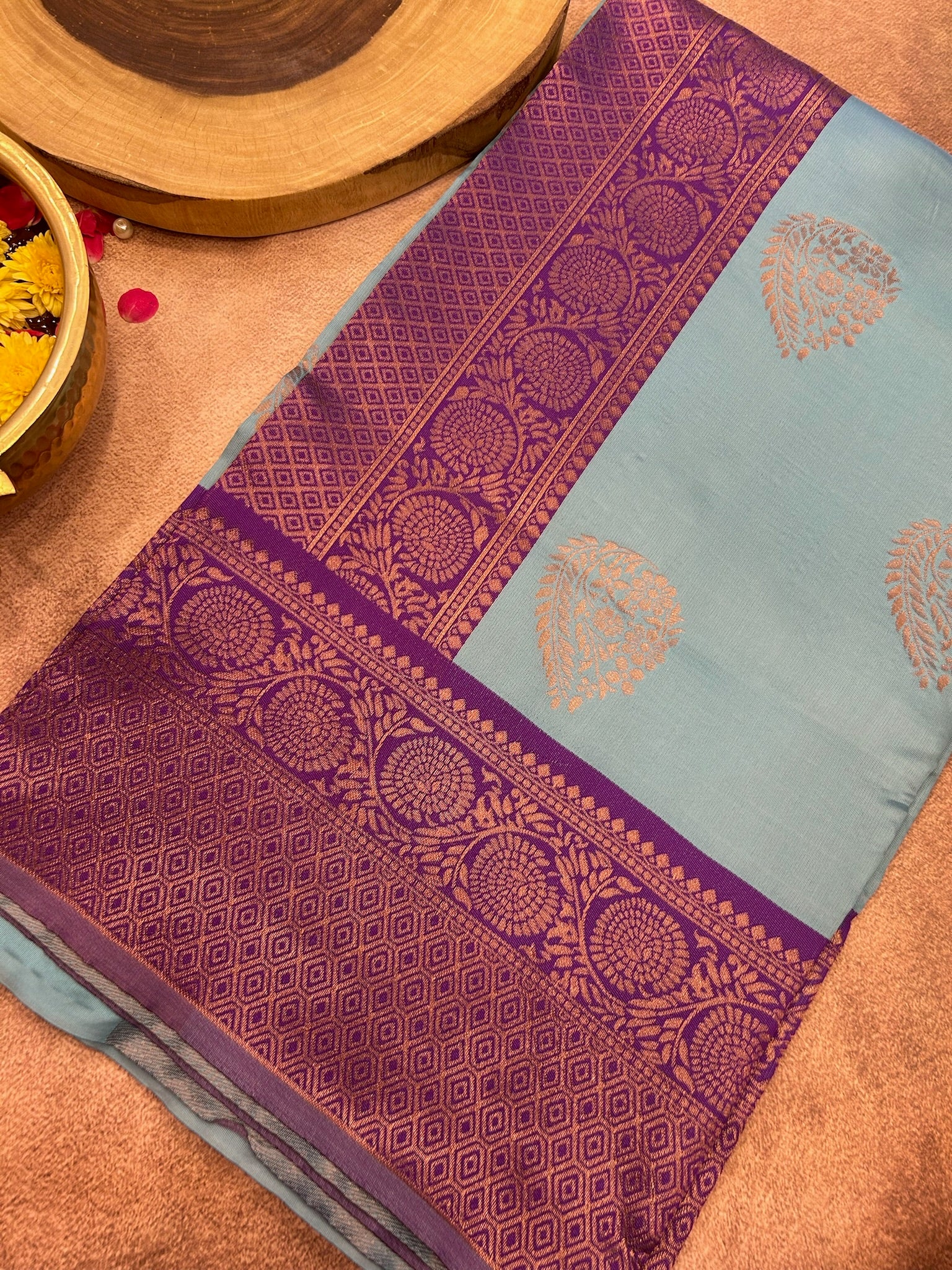 Light Blue Lichi silk saree