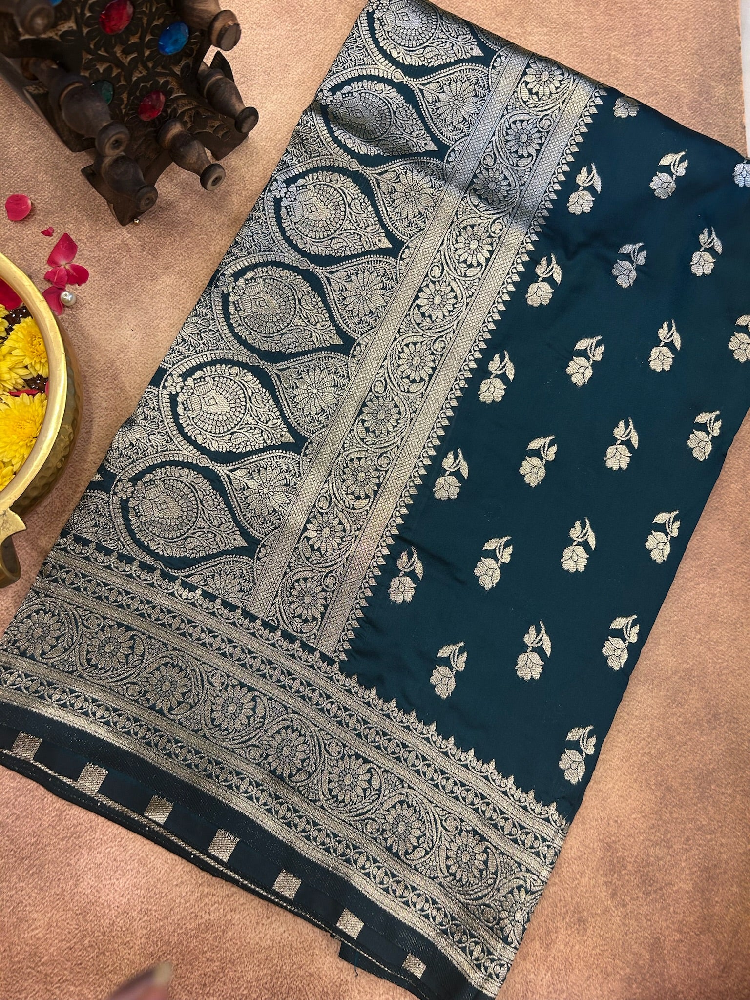 Dark Green Banarasi Silk saree