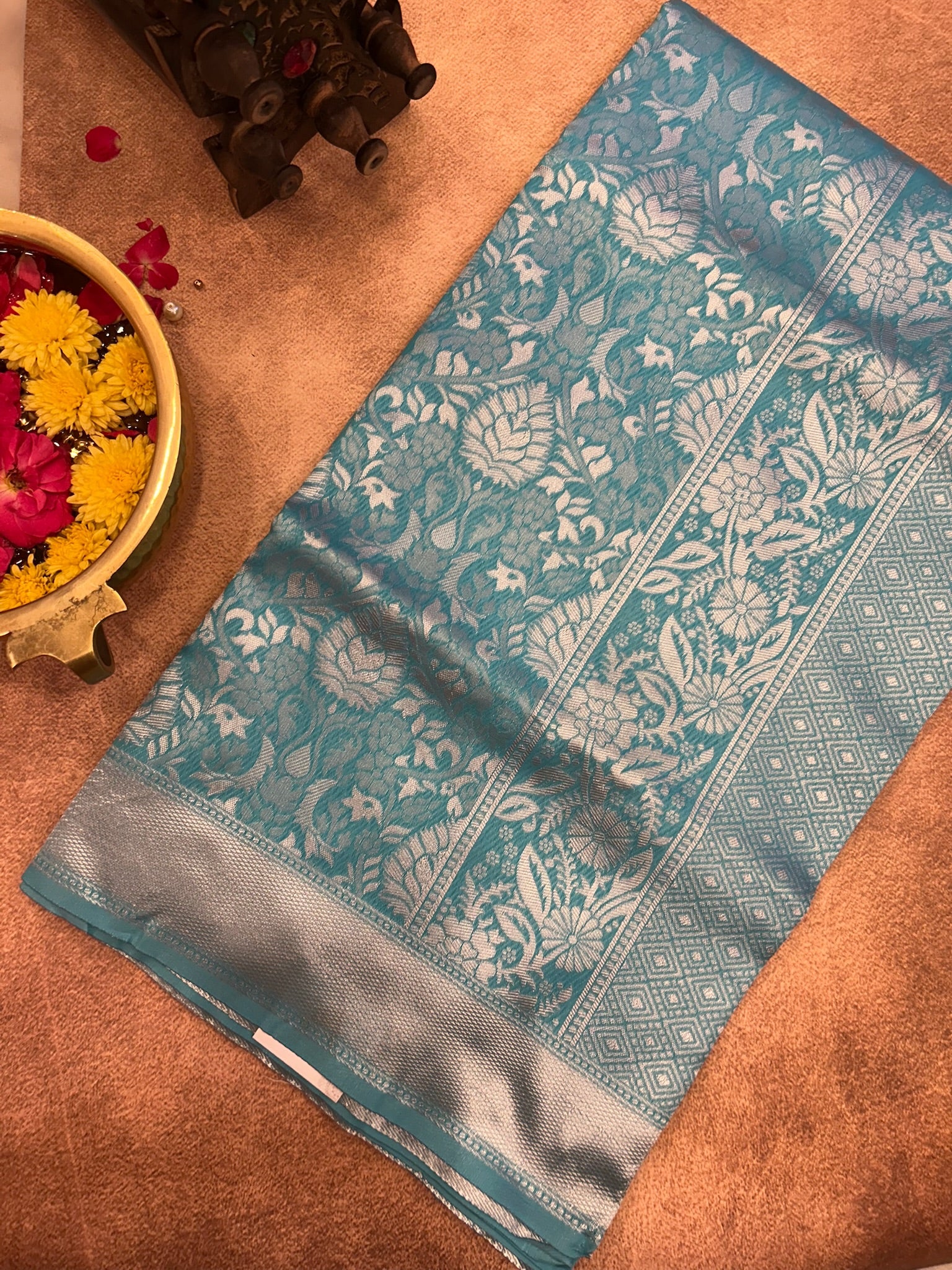 Light Blue Lichi silk saree