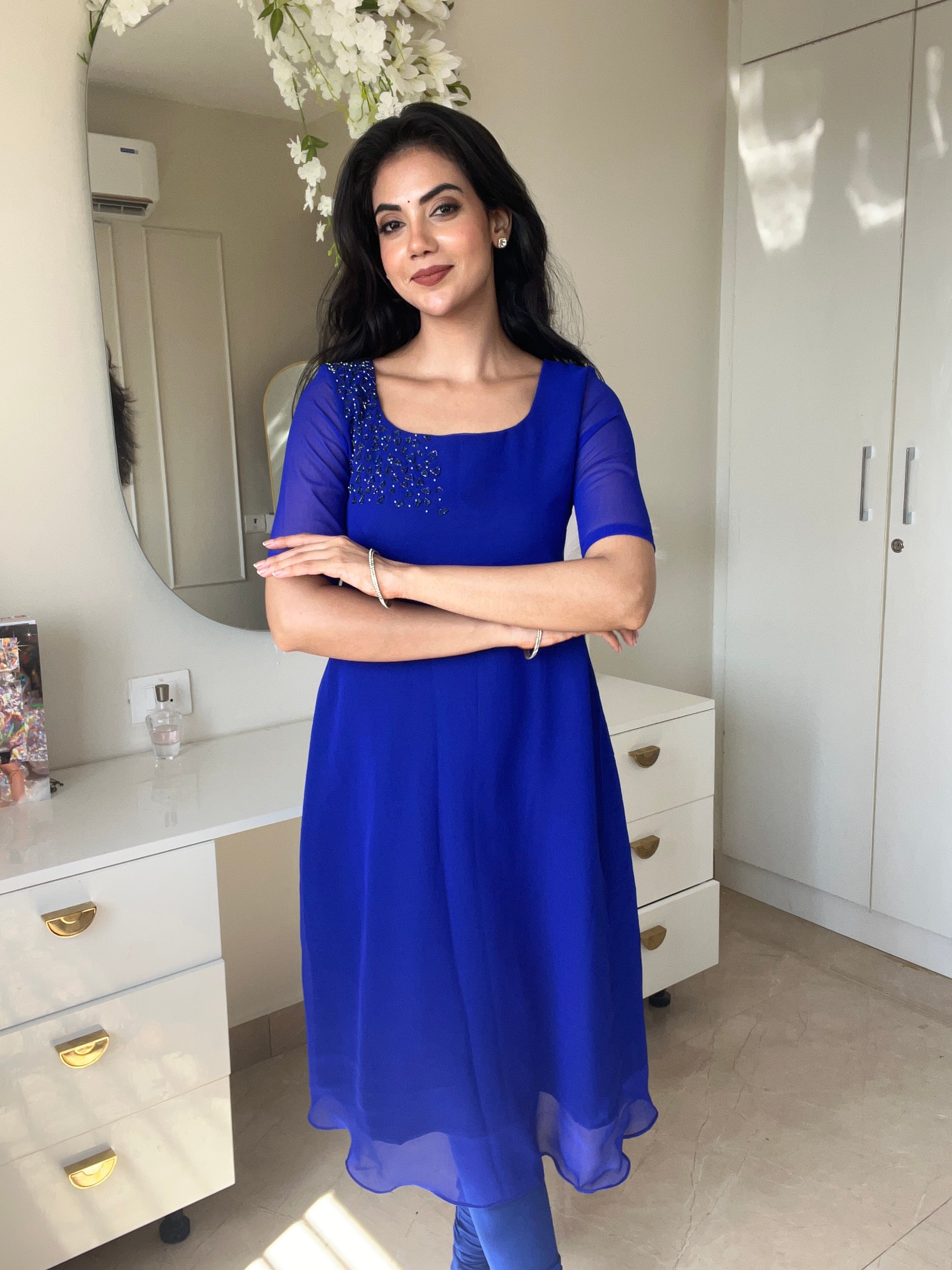 Georgette Royal Blue Kurti