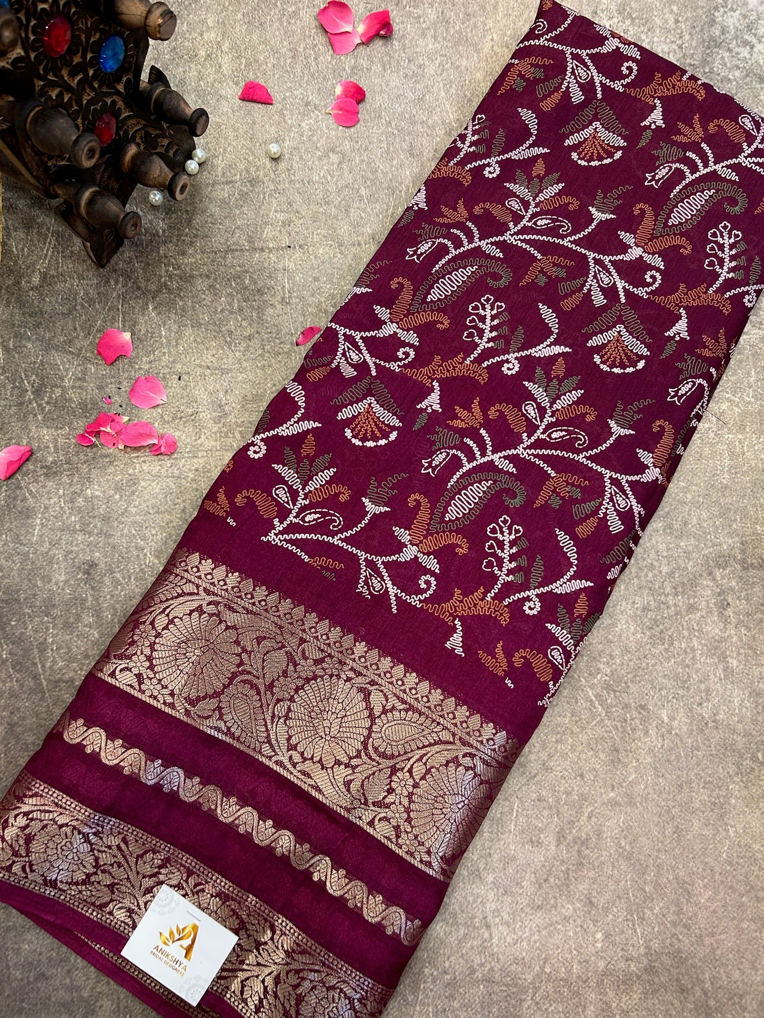 Maroon Dola silk Saree
