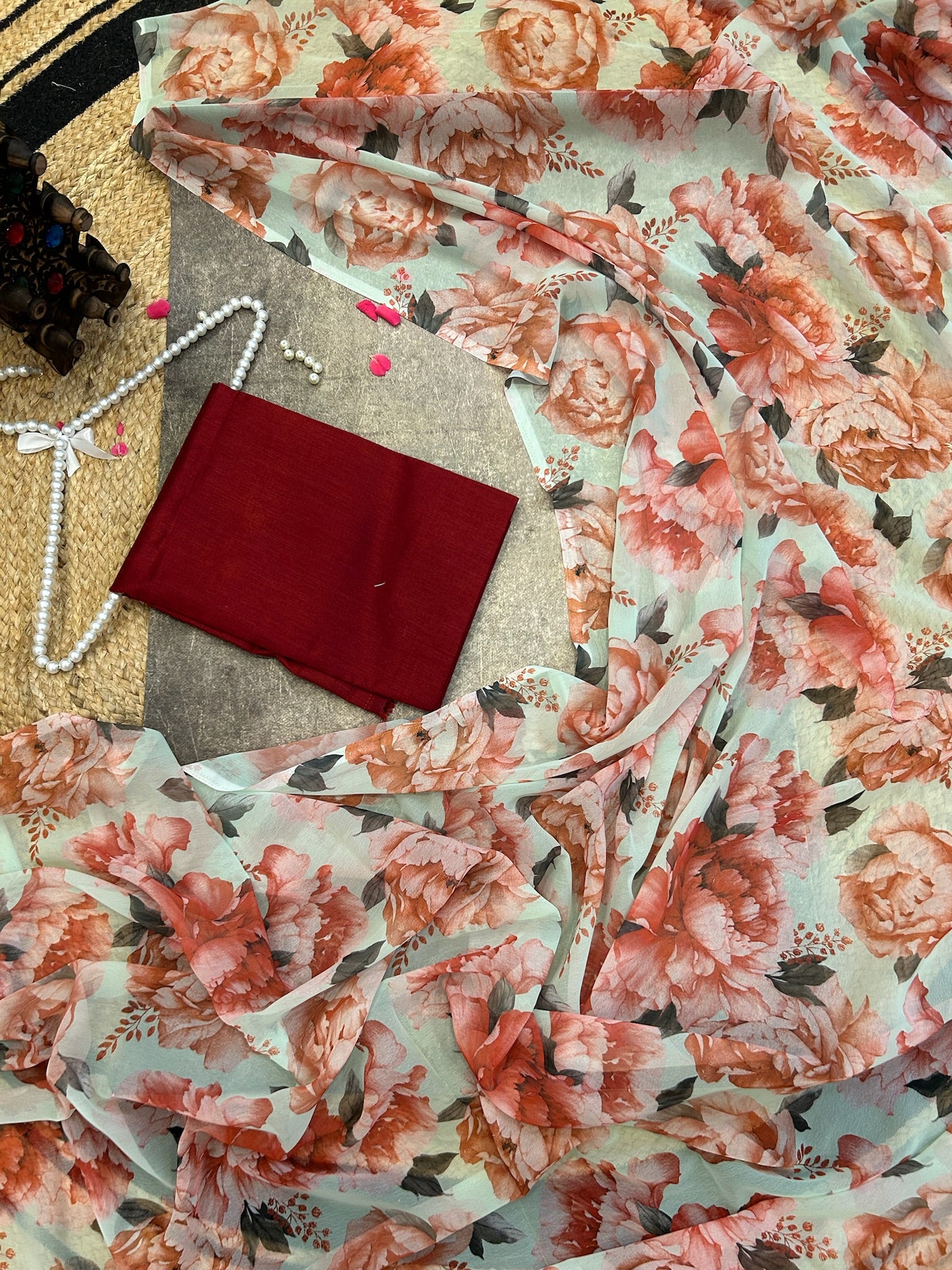 Floral Digital print Georgette saree