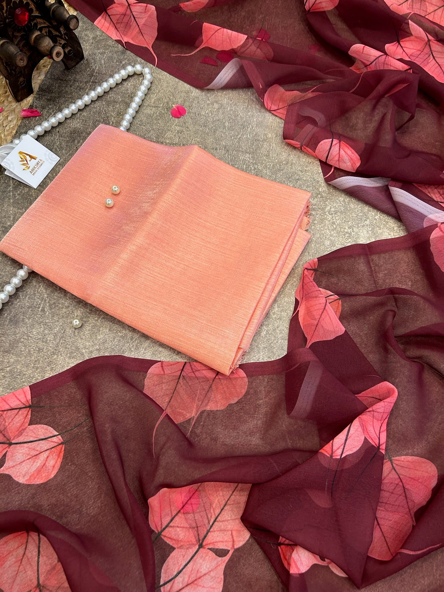 Maroon Digital print Georgette saree