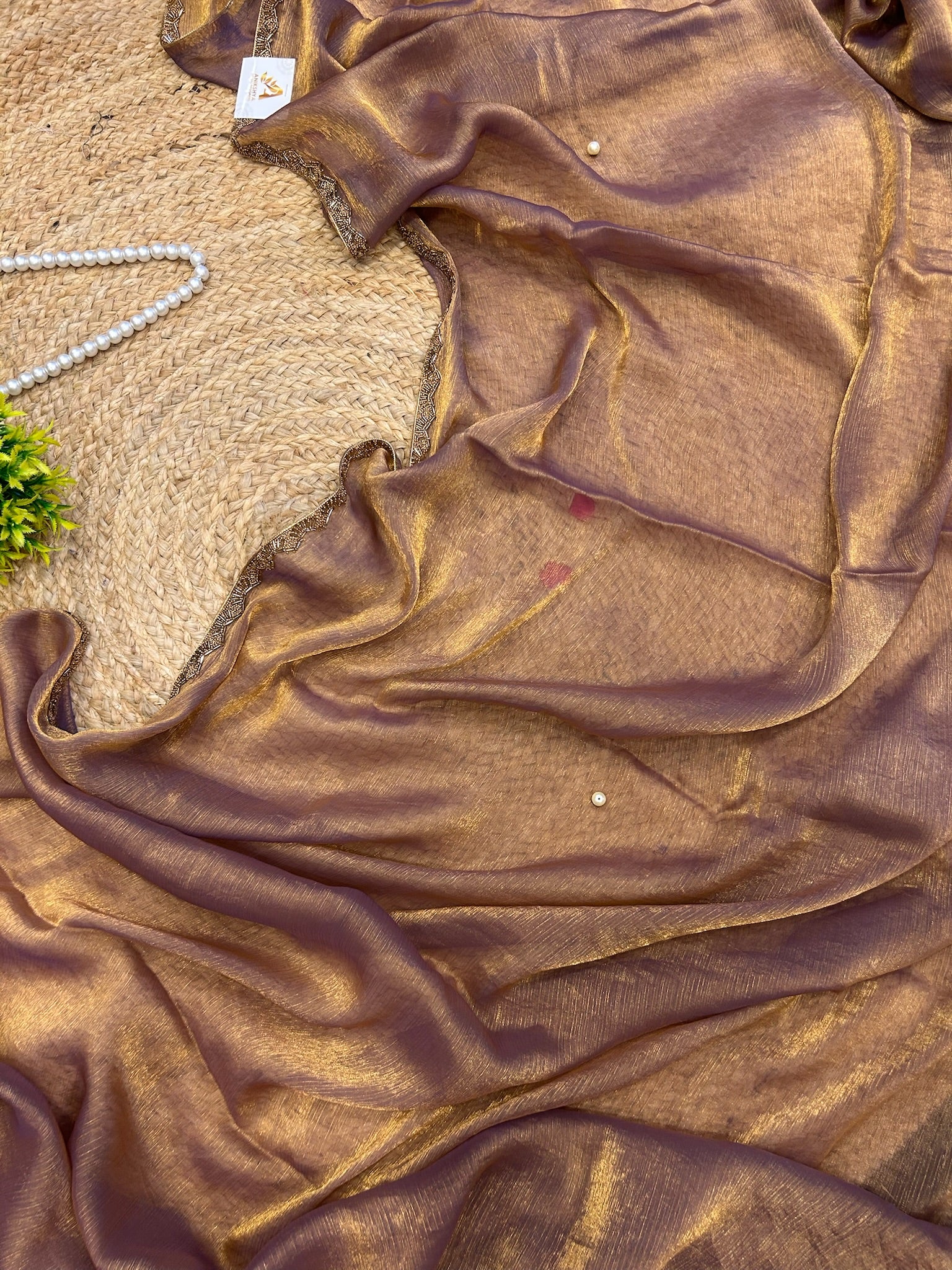 Rust Brown Handwork Georgette saree