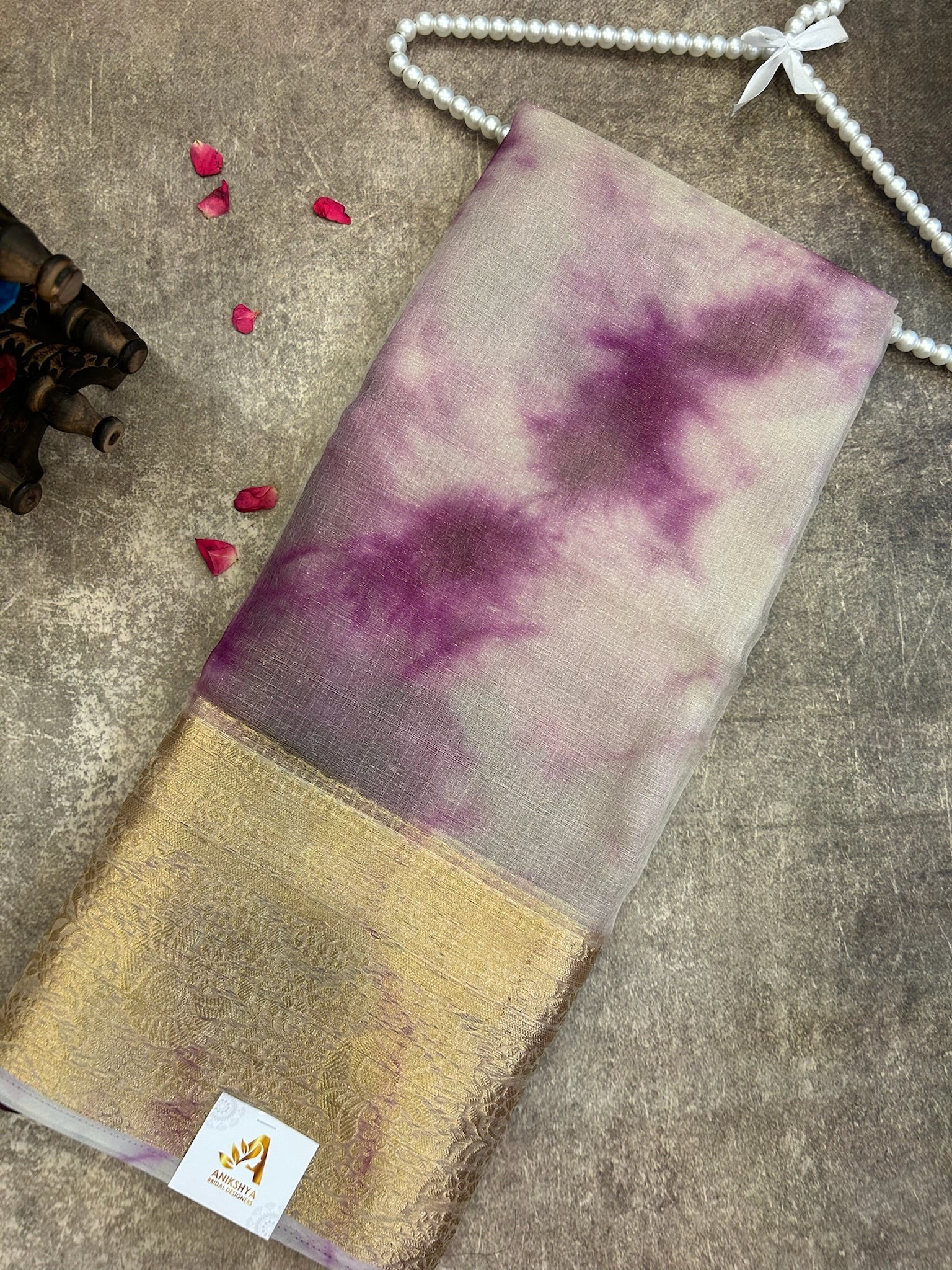 Wine Organza sibhori Print saree