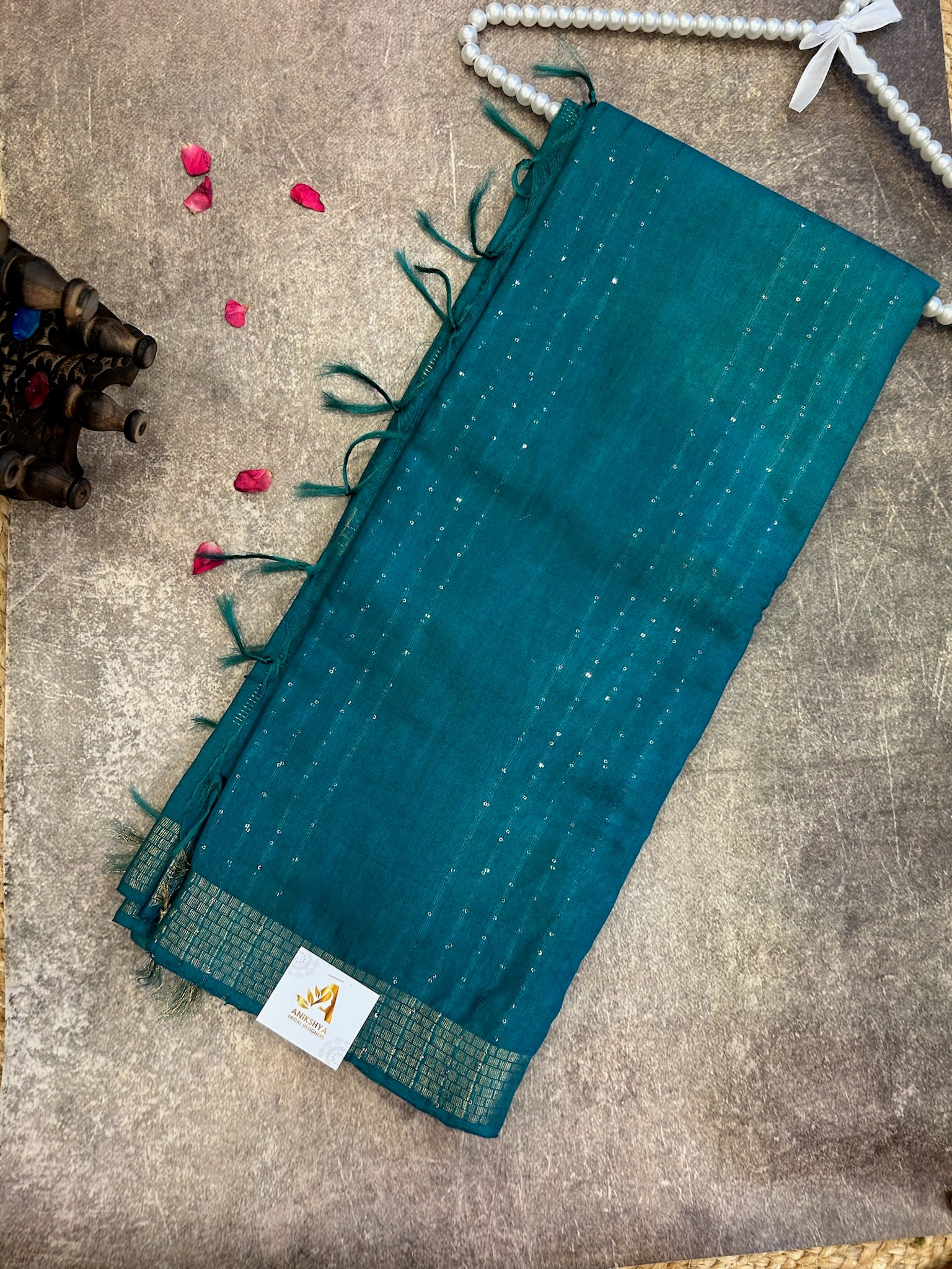 Teal Kota silk saree