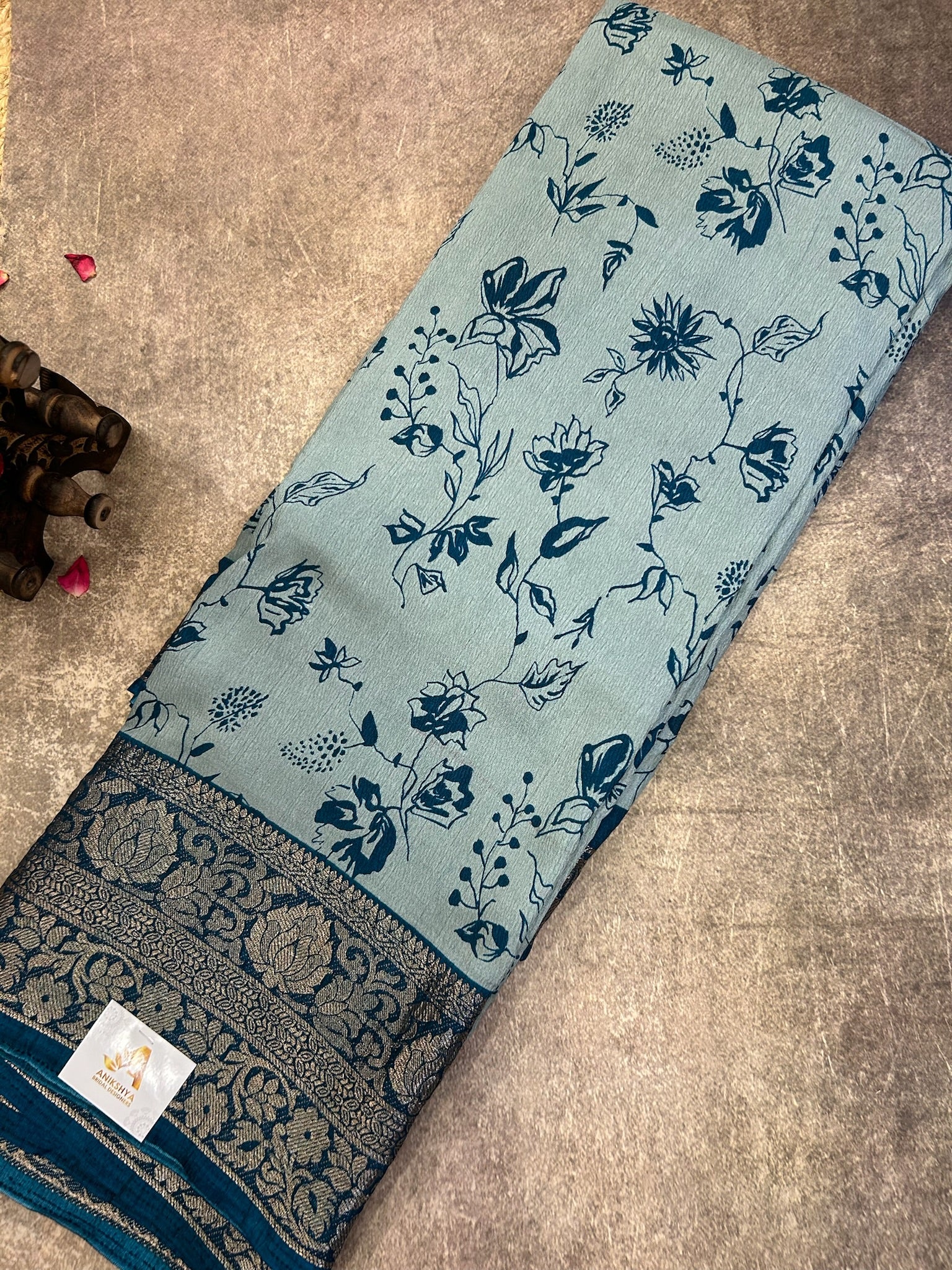 Teal Dola silk Saree