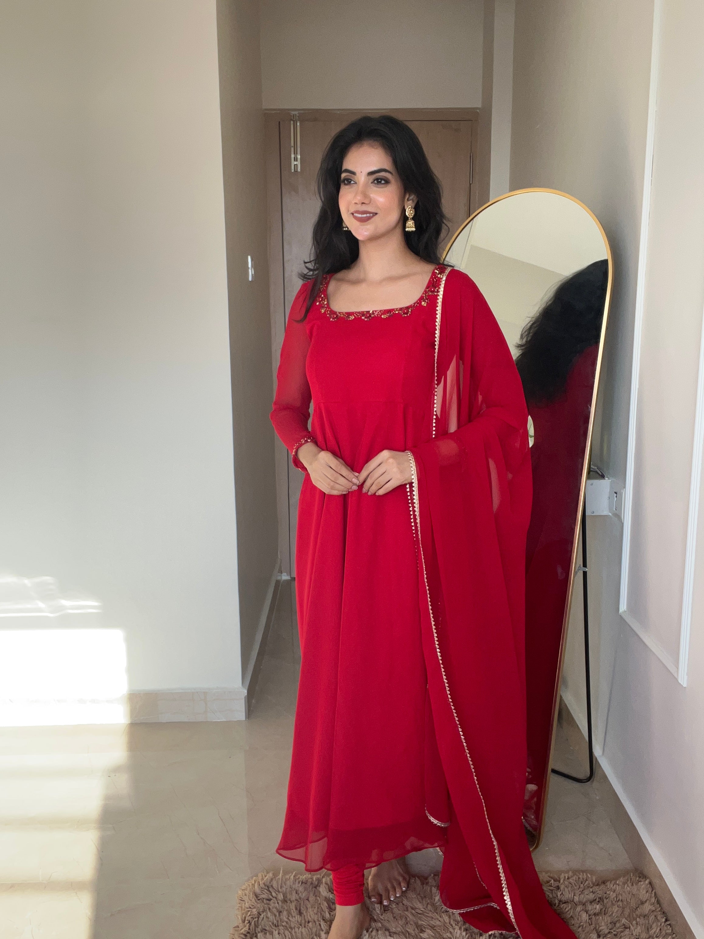 Georgette Red Gown