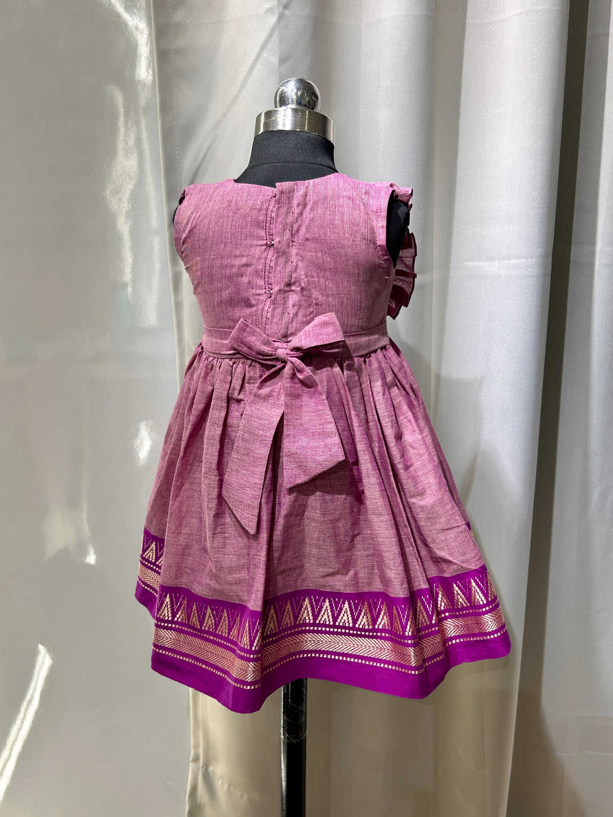 Pink Chettinad Cotton Kid Frock