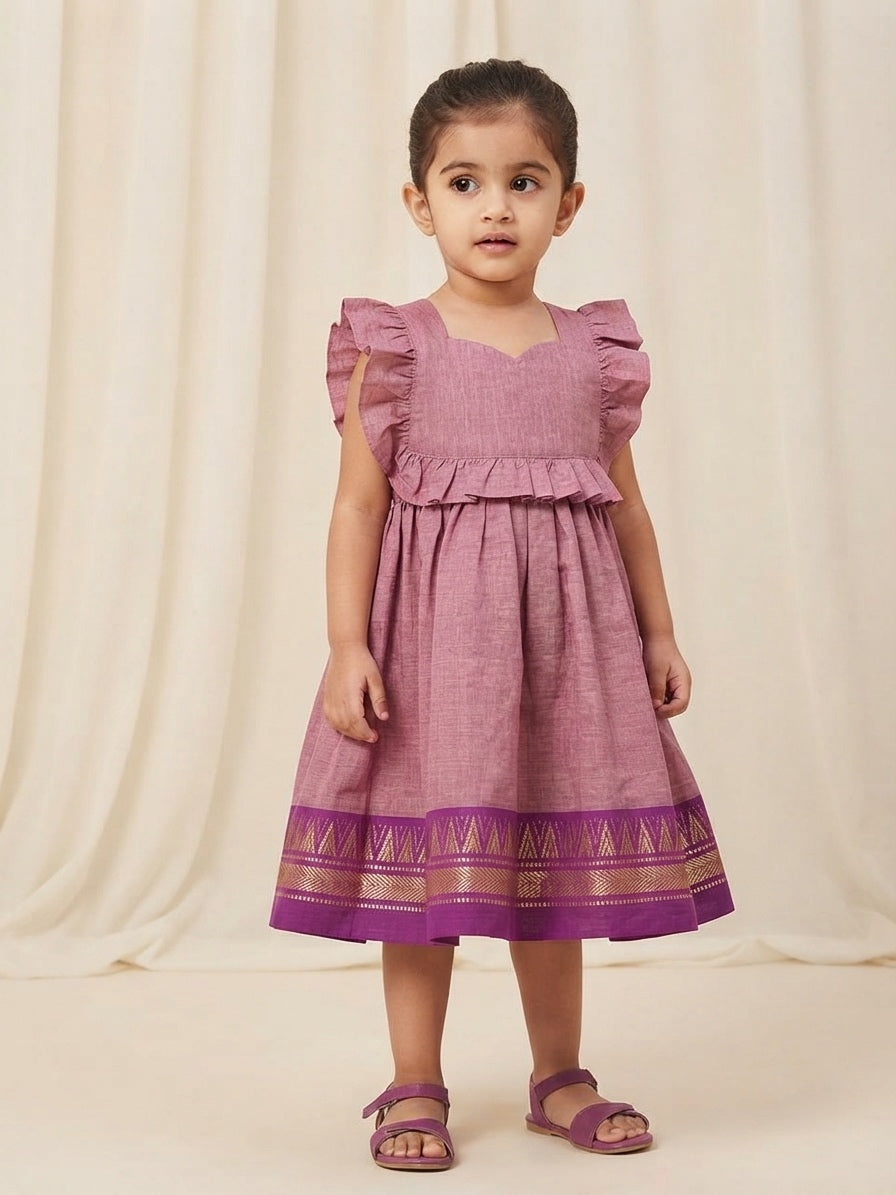 Pink Chettinad Cotton Kid Frock