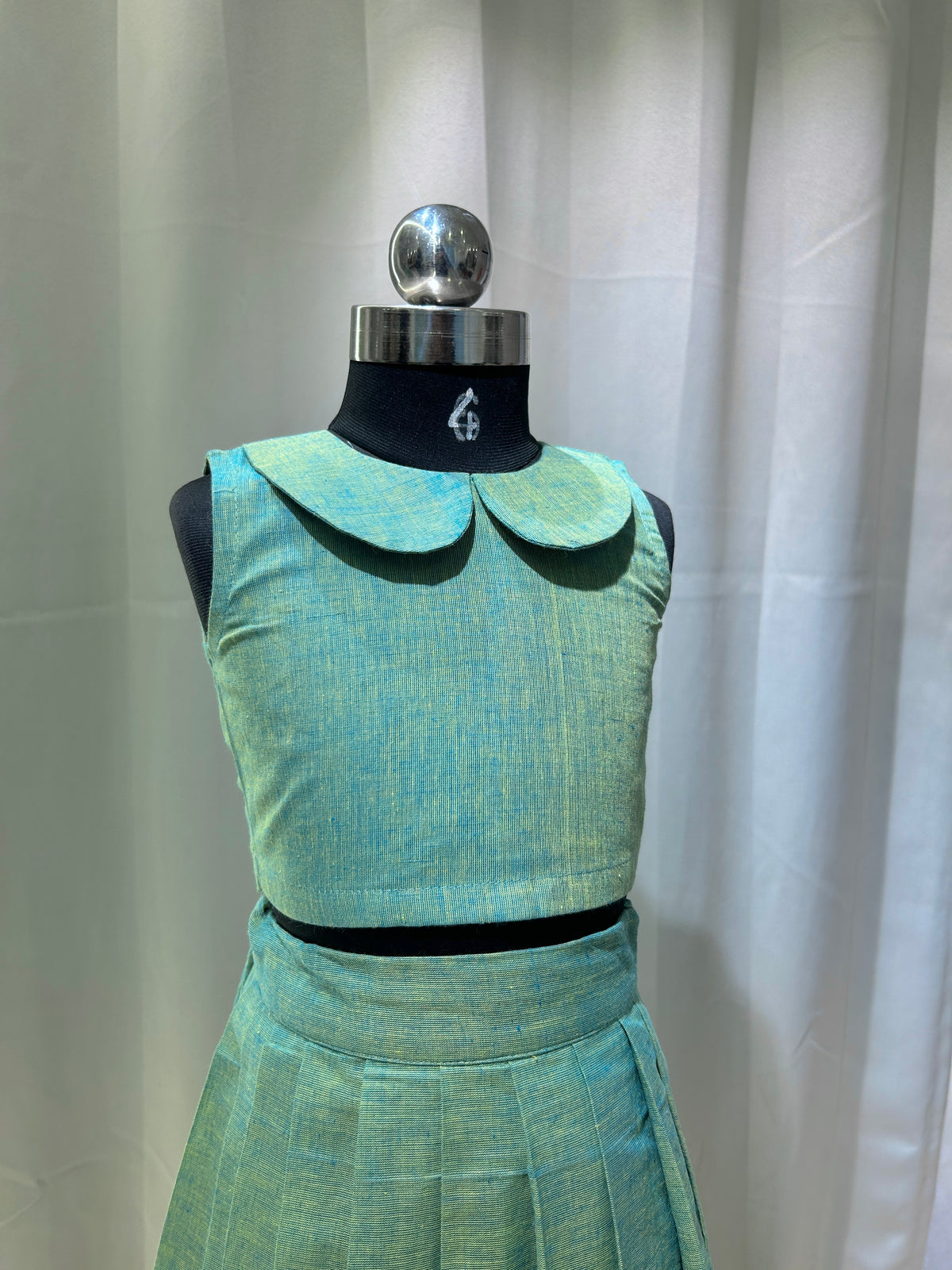 Green chettinad cotton Kid Frock