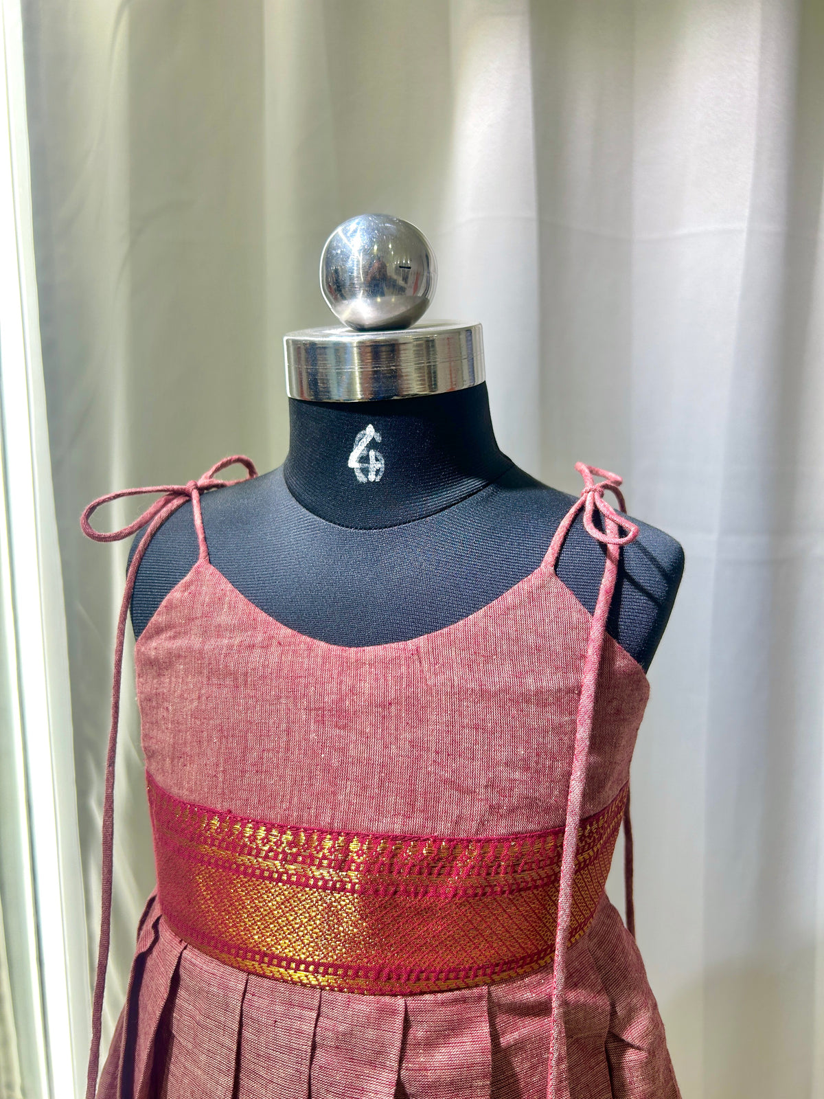 Green Maroon Dual Tone Chettinad Cotton Kid Frock