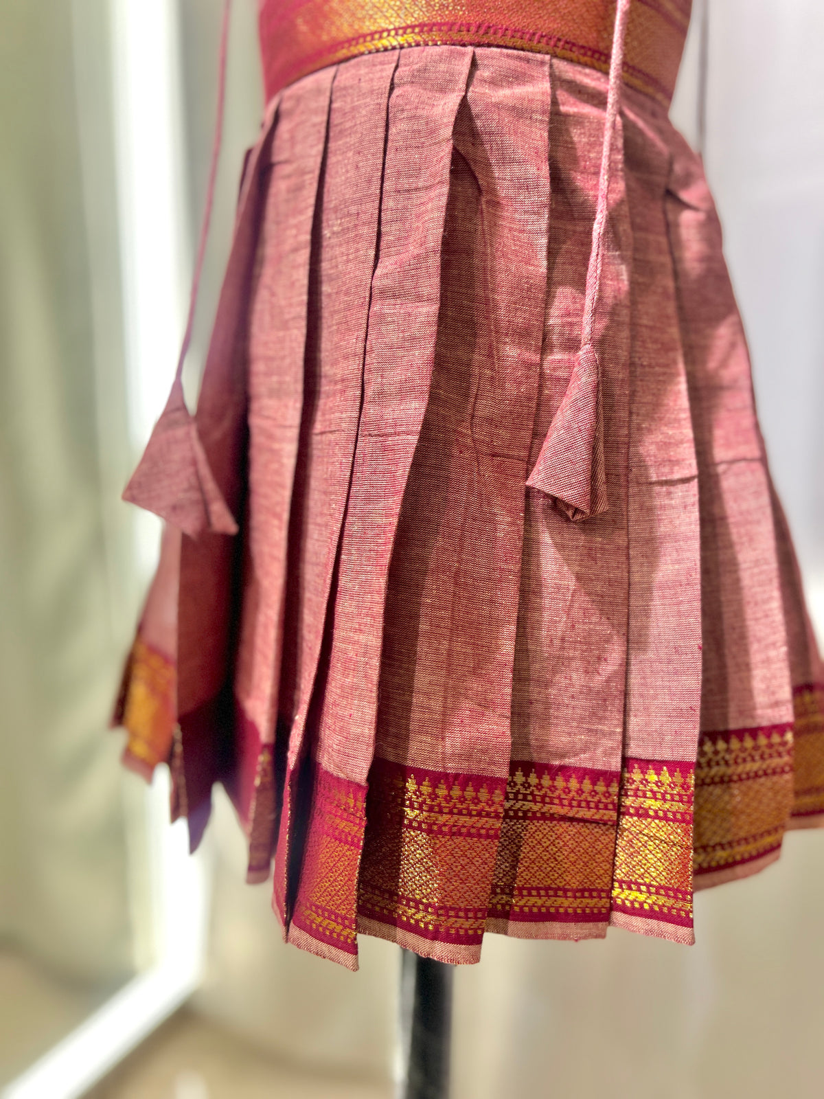 Green Maroon Dual Tone Chettinad Cotton Kid Frock
