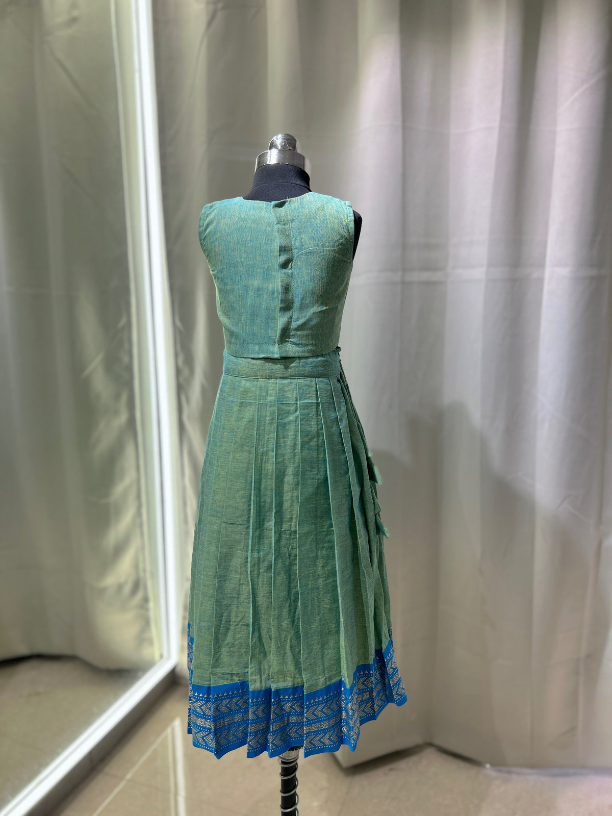 Green chettinad cotton Kid Frock