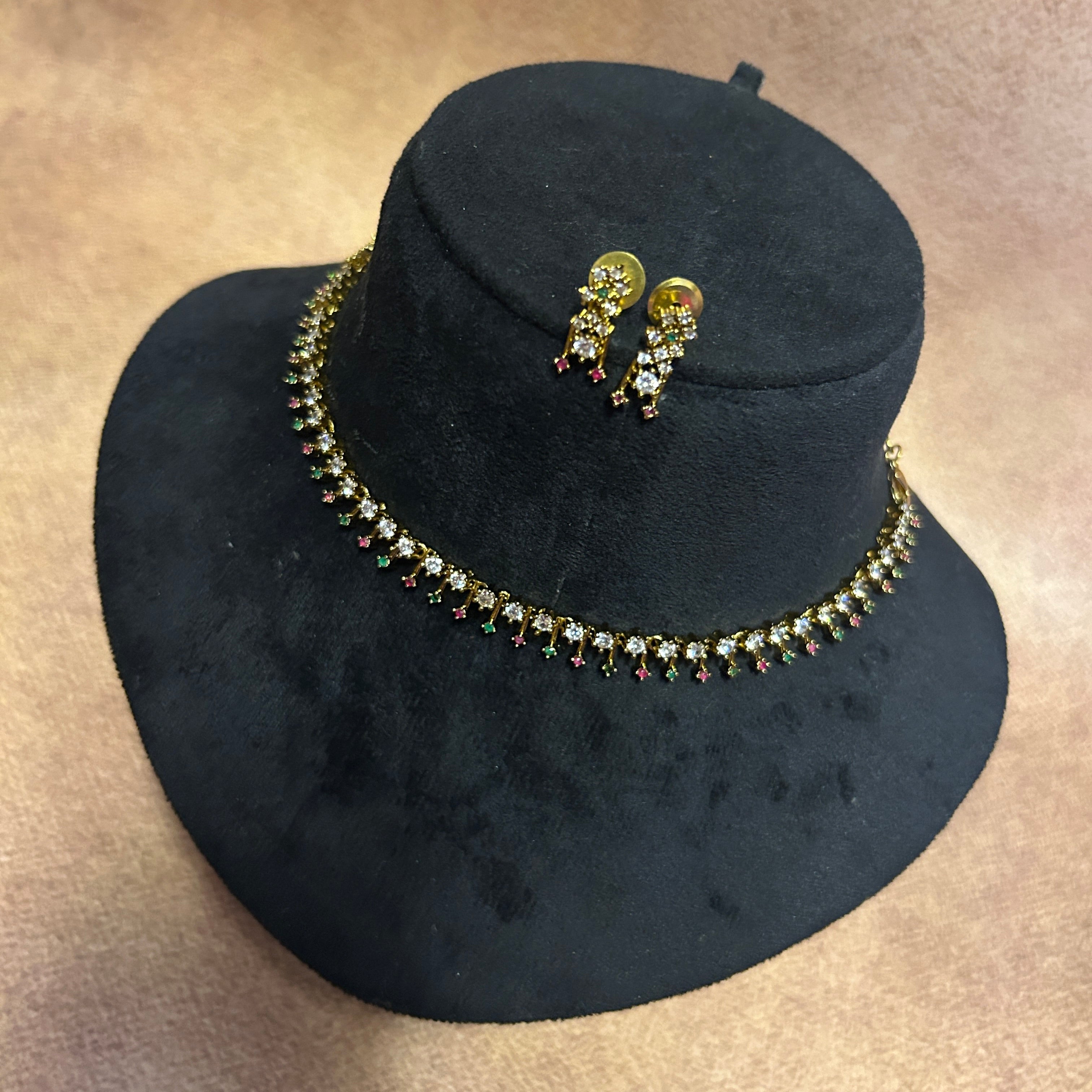 Arum u multicolour AD necklace