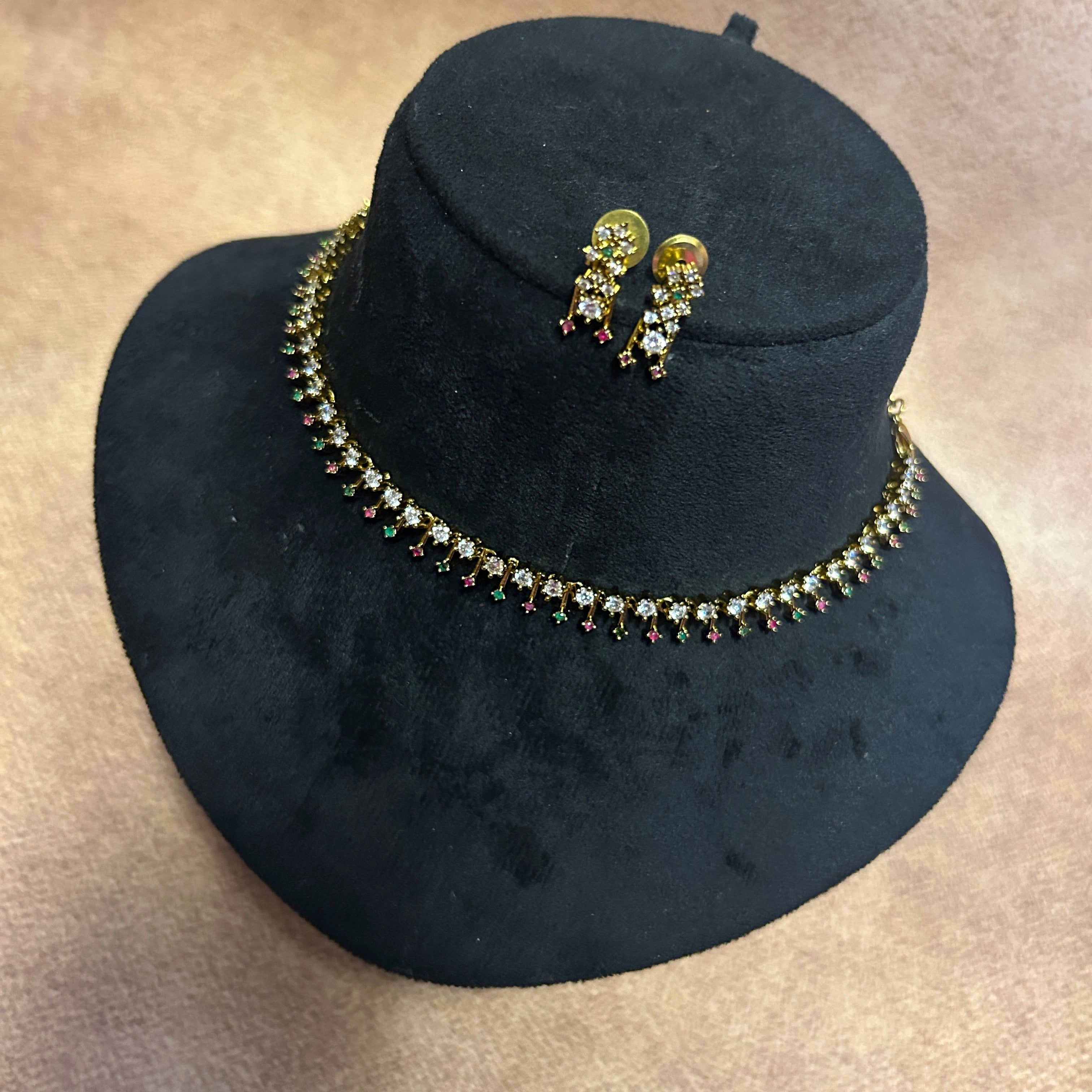 Arum u multicolour AD necklace