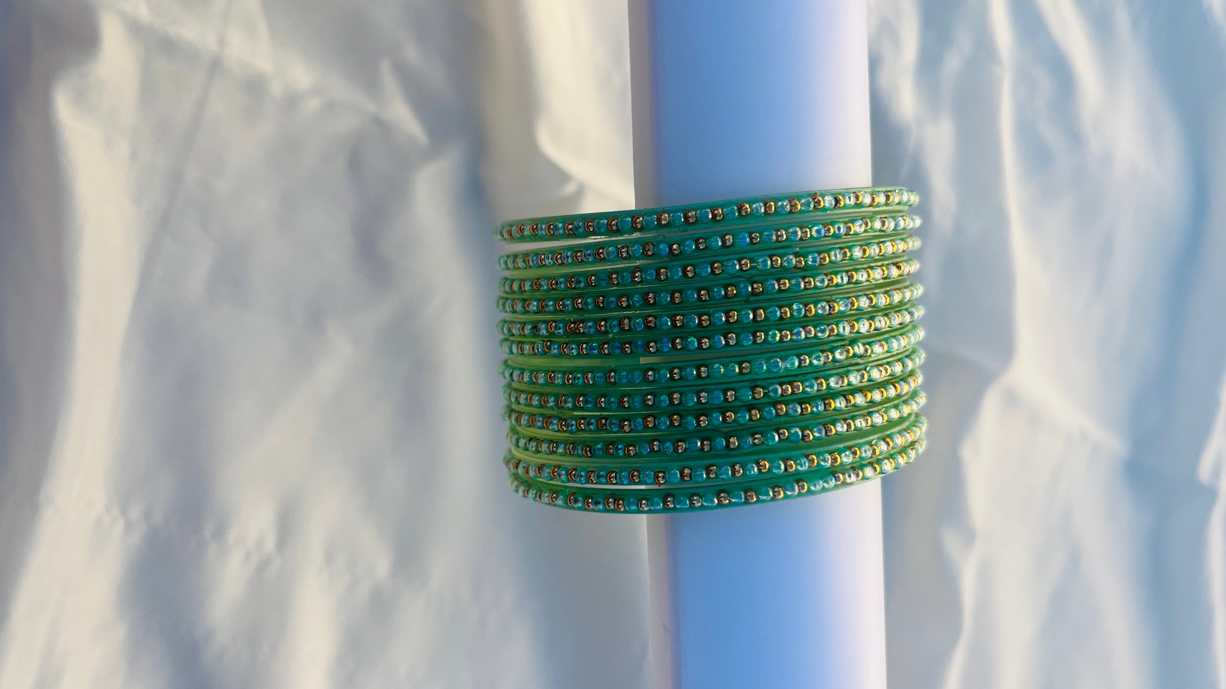 ANIKSHYA LITE GREEN GLASS BANGLE VH065