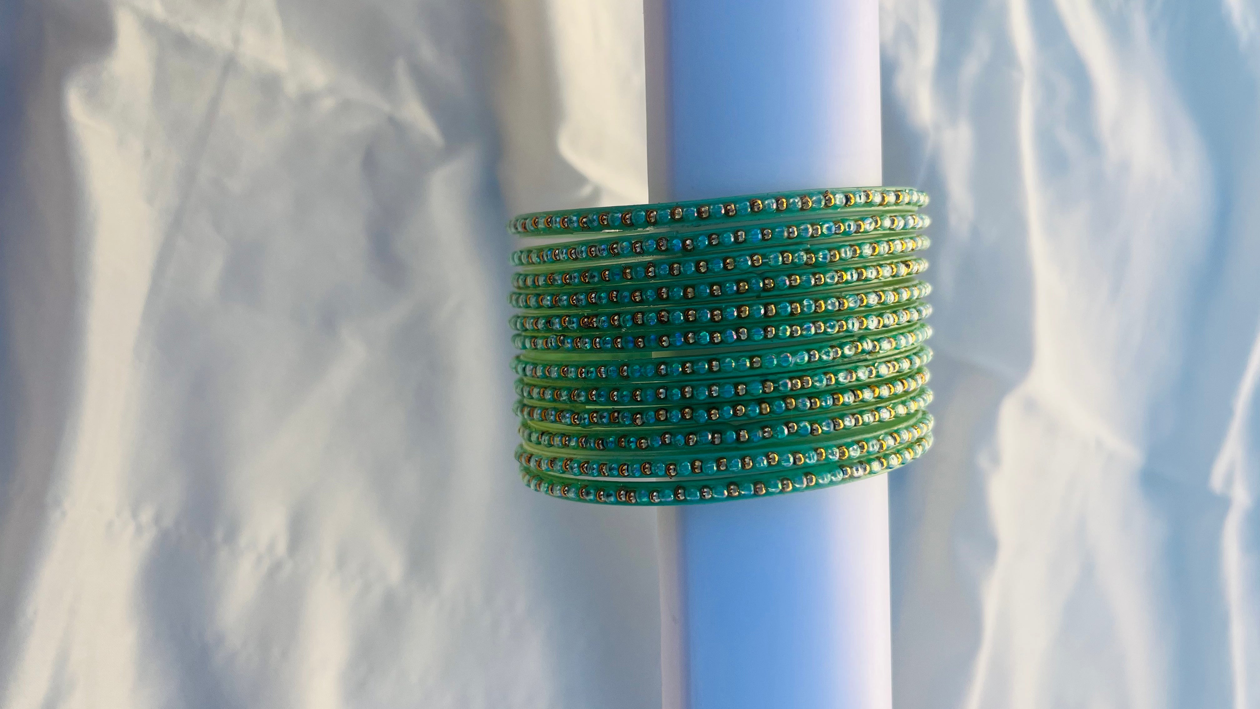 ANIKSHYA LITE GREEN GLASS BANGLE VH065