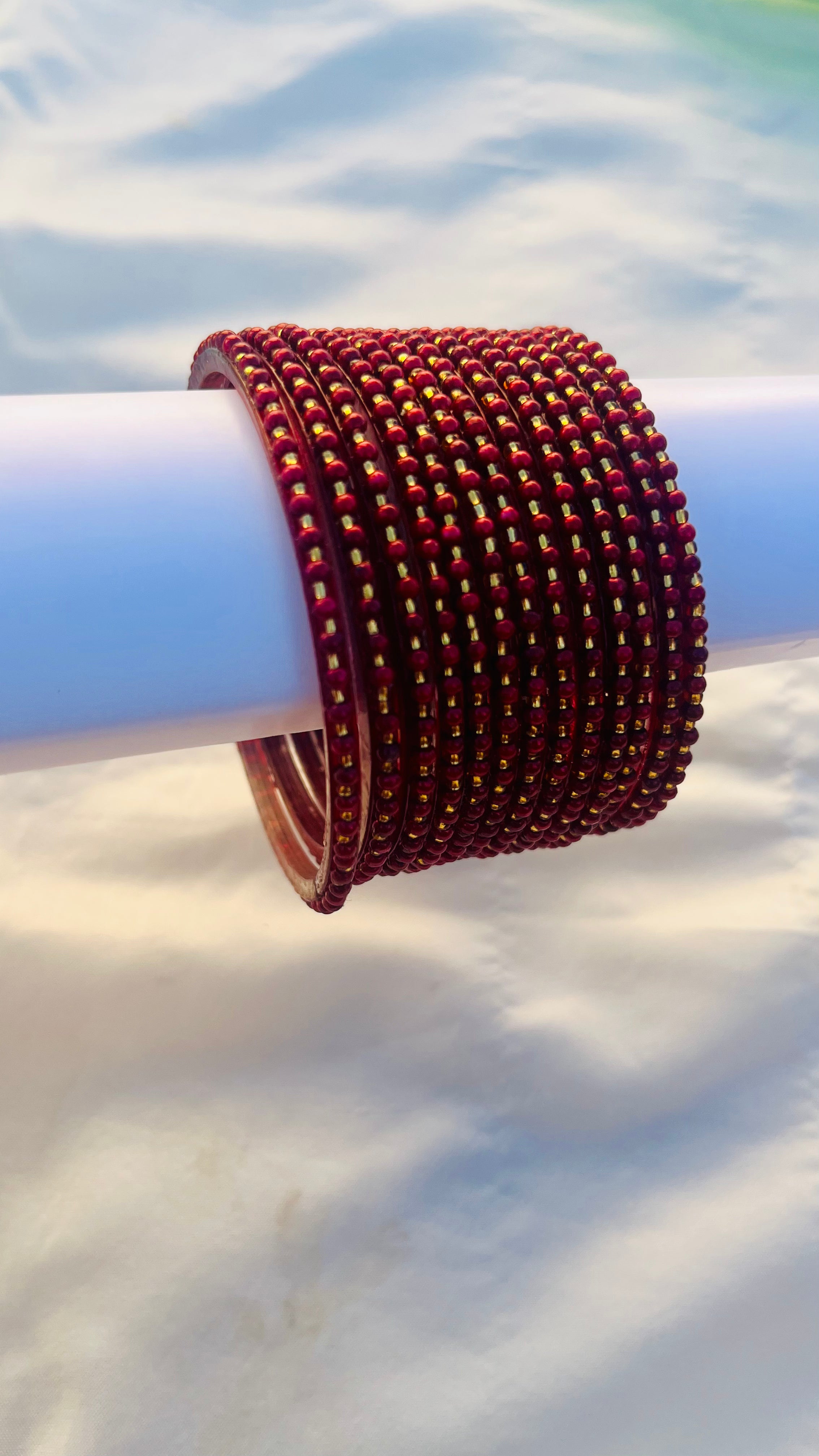 ANIKSHYA MAROON GLASS BANGLE VH072