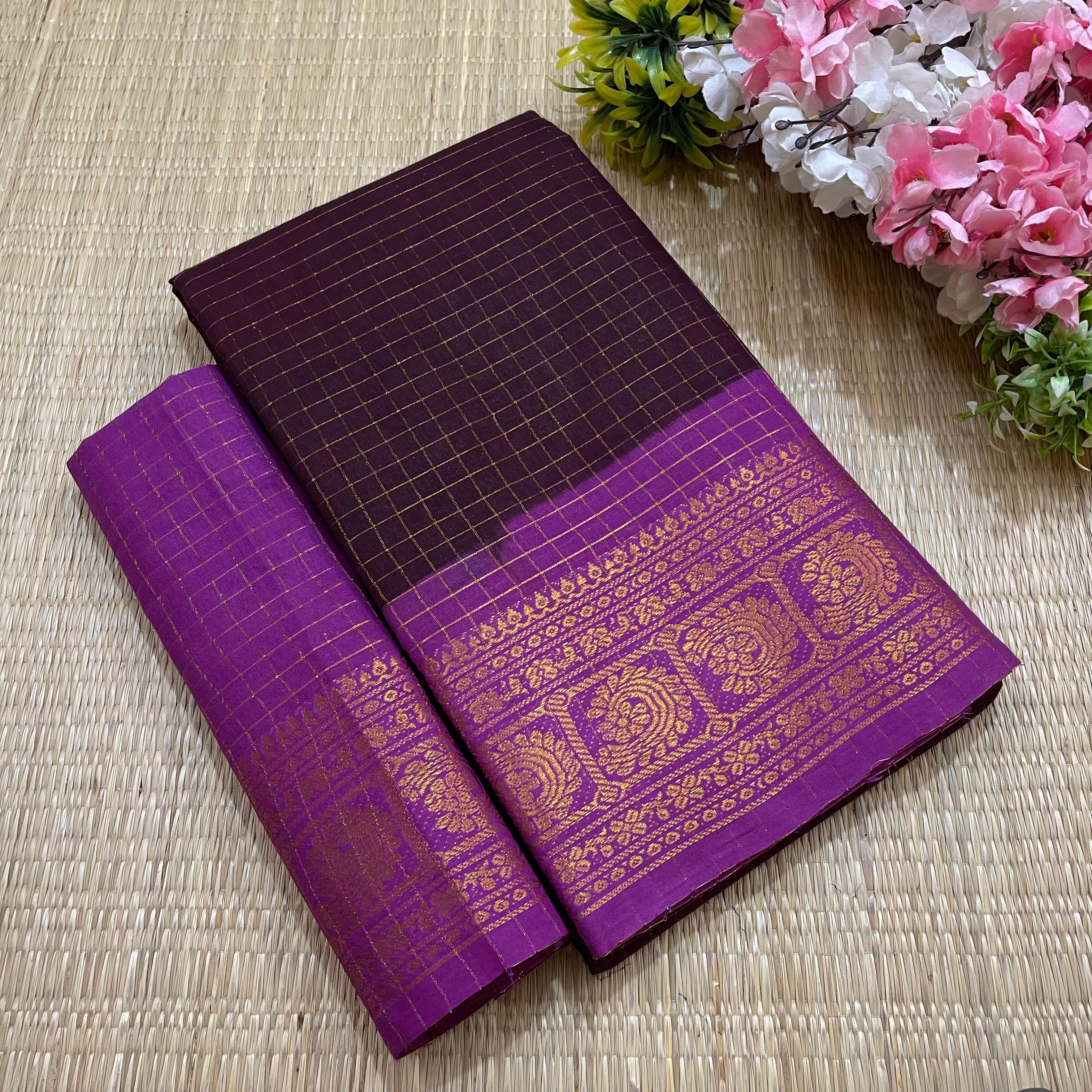 Maroon Sungudi Saree