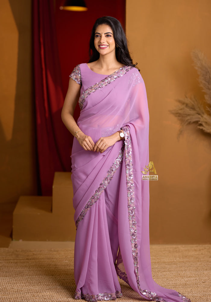 Mauve Georgette saree