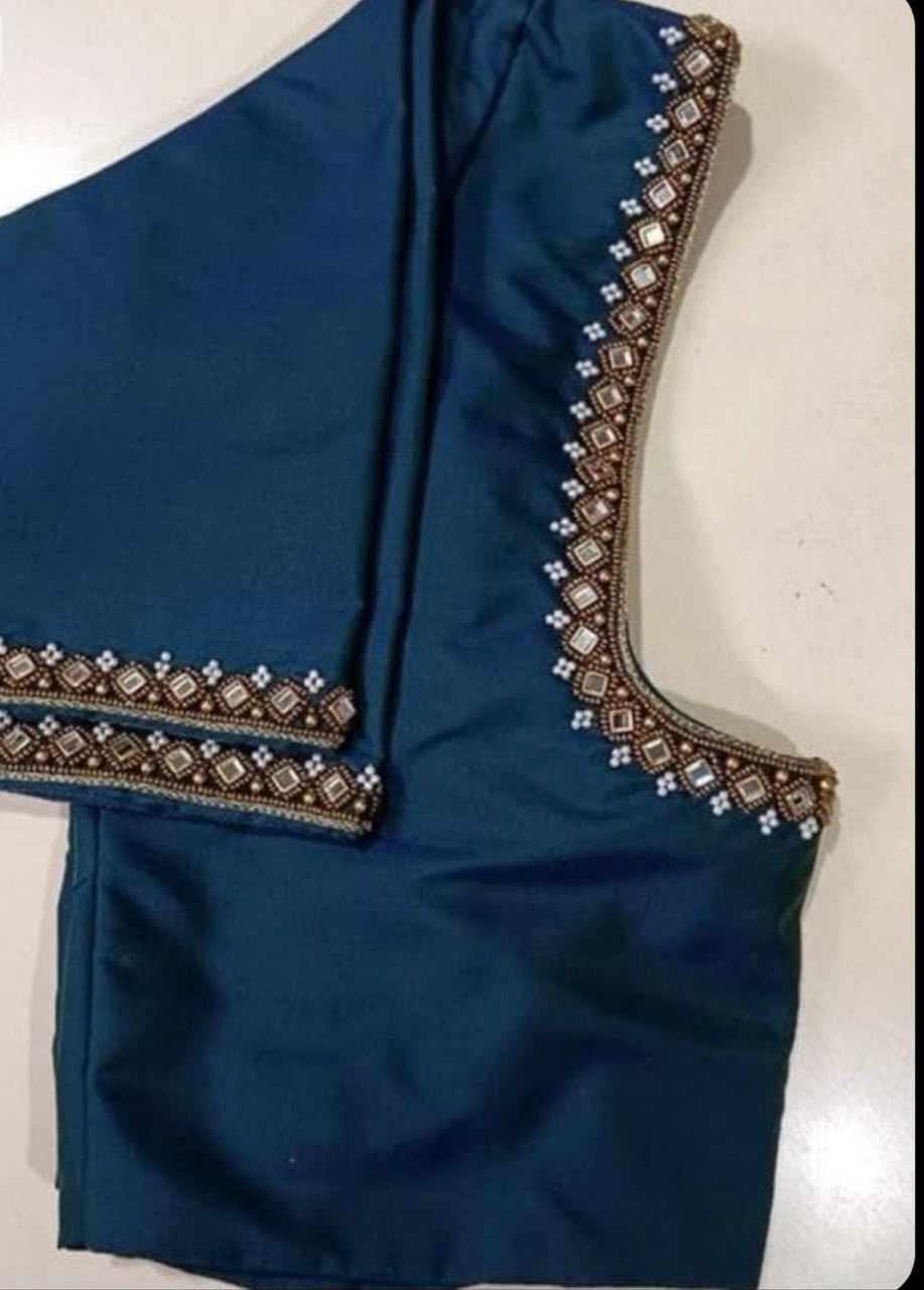 Navy Blue Hand Embroidery Designer Blouse