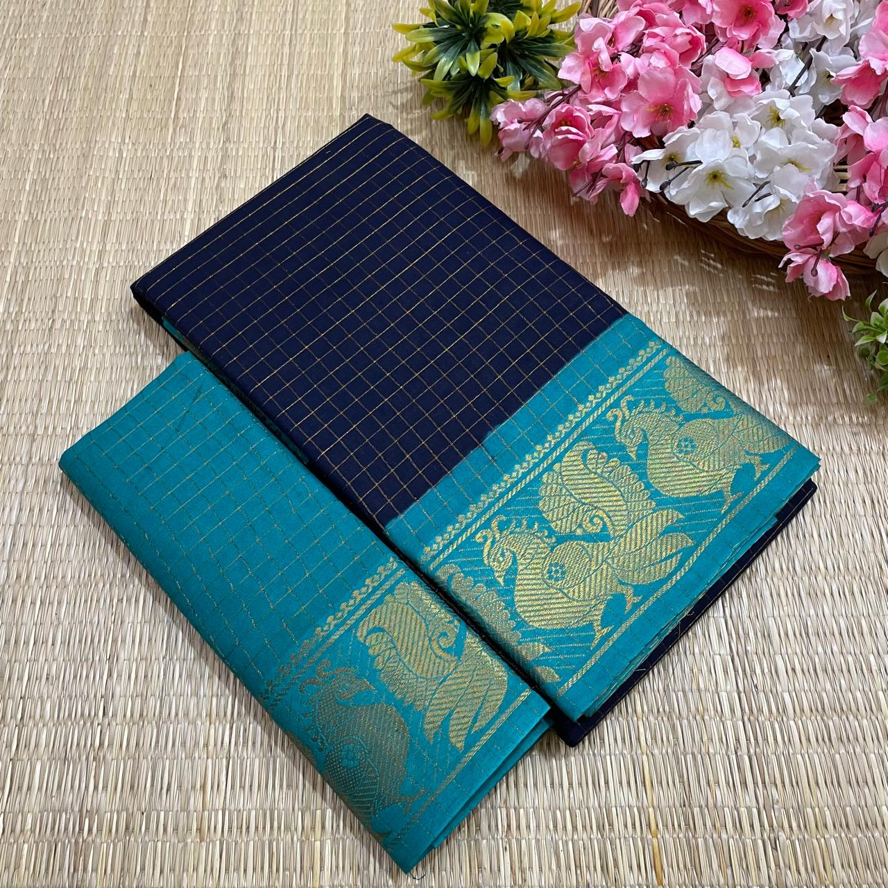 Navy Blue Sungudi Saree