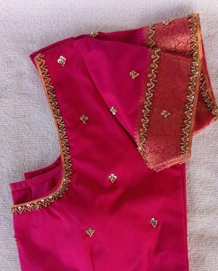 Rani Pink Hand Embroidery Silk Designer Blouse