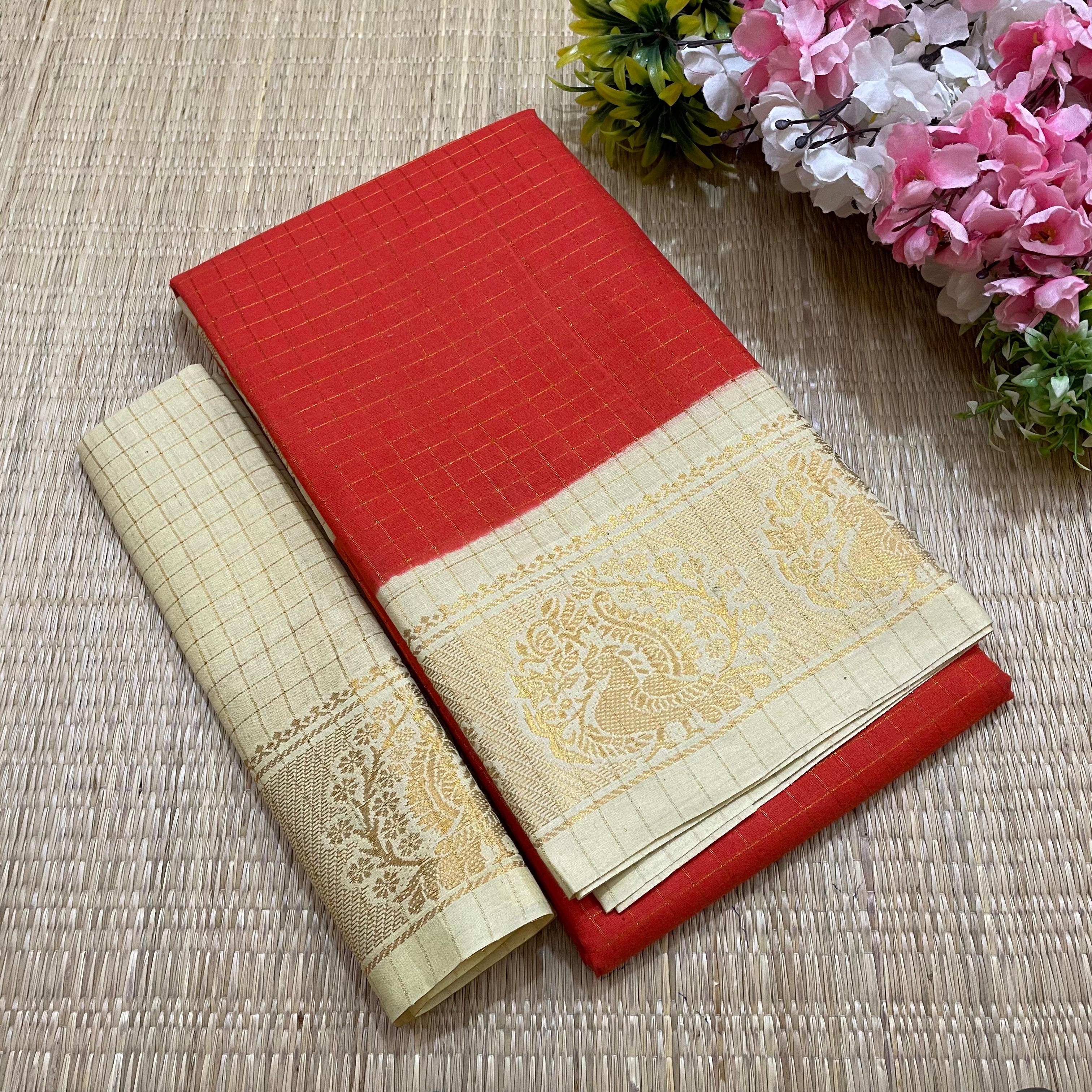 Red Sungudi Saree