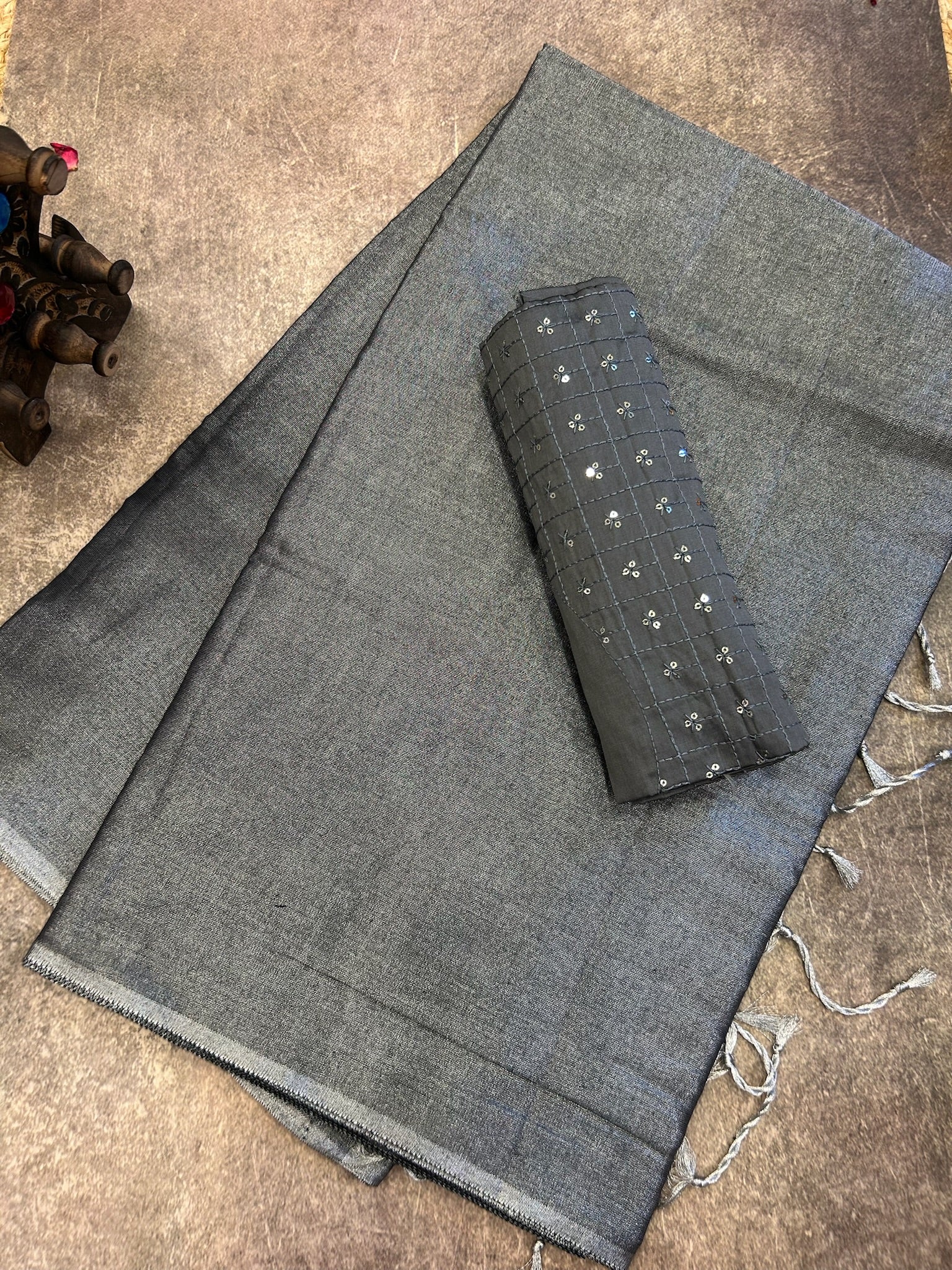 Grey Tissue Silk Saree